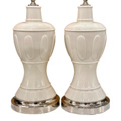 Pair of Cream Porcelain Table Lamps