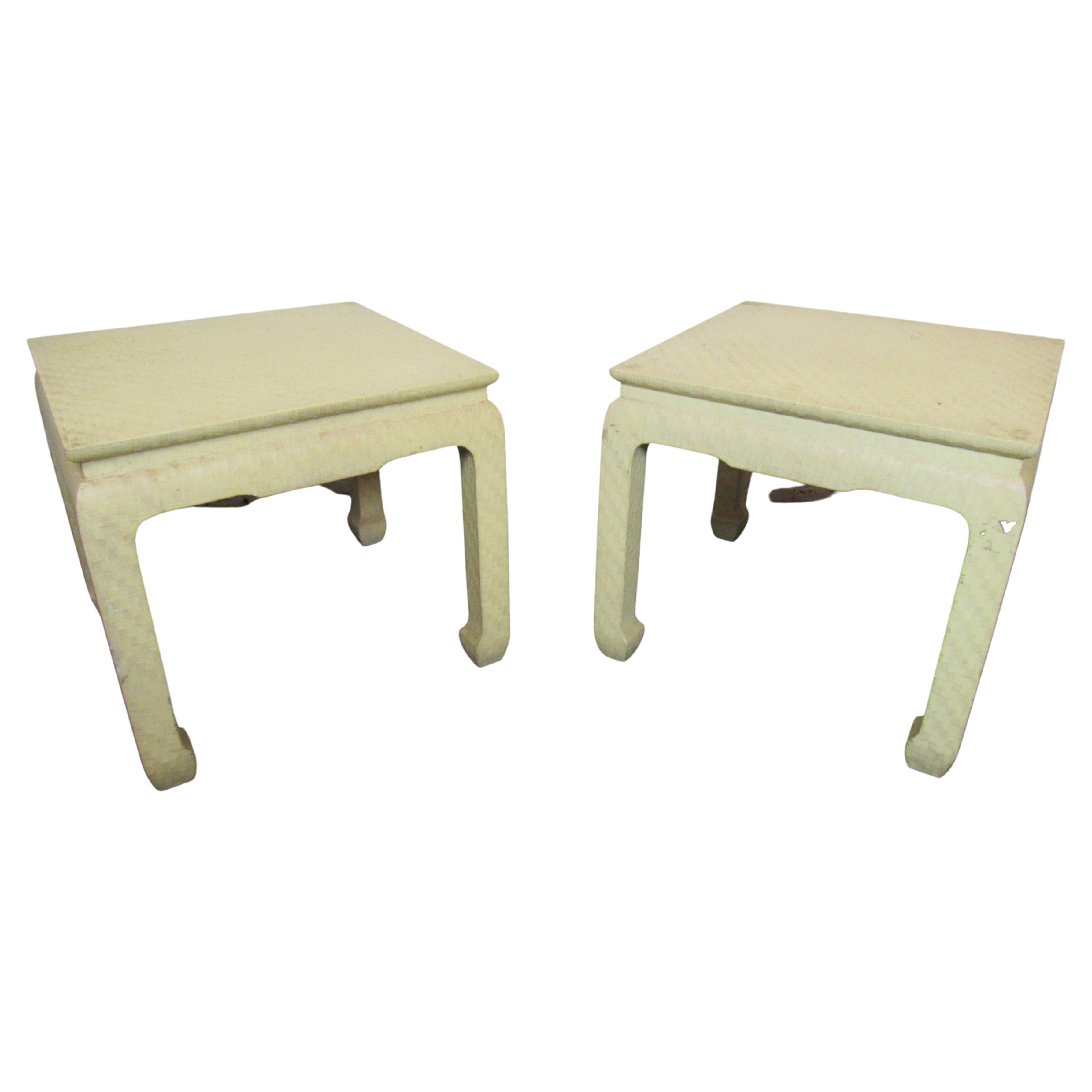 Pair of Cream Vintage Side Tables by Baker