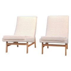 Retro Pair of Cream White Chairs by Guariche, Mortier & Motte for ARP, France, 1955