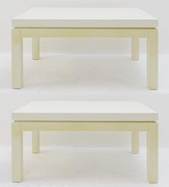 Pair of Cream White Lacquered End Tables