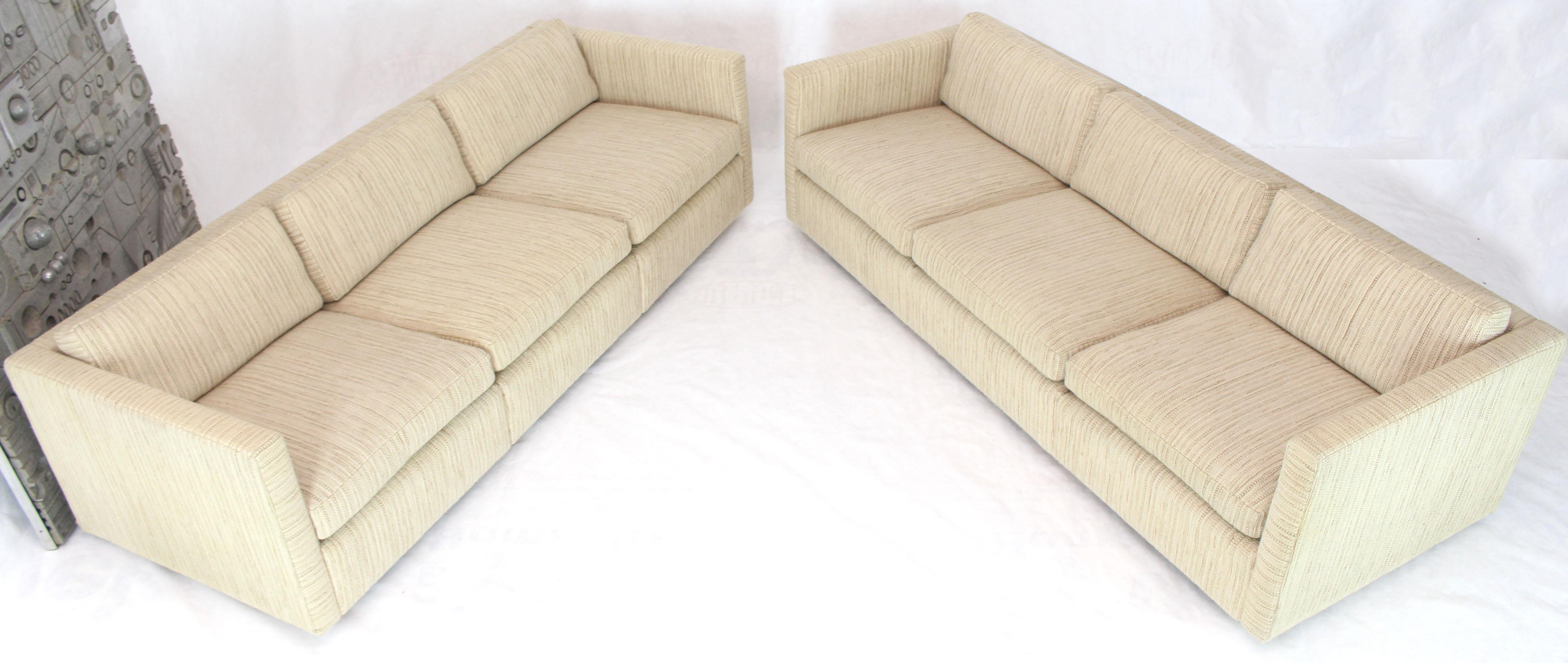 Pair of Cream Wool Upholstery Box Shape Knoll Sofas Baughman Probber Match 4