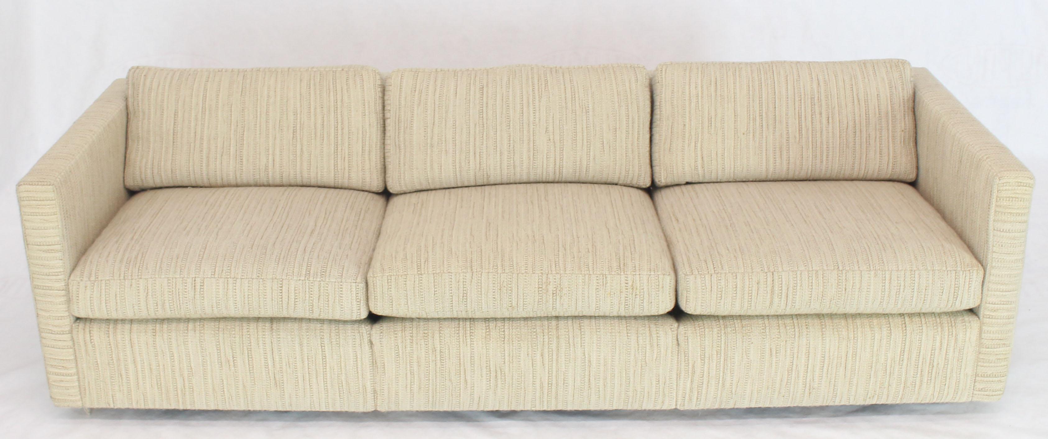 Pair of Cream Wool Upholstery Box Shape Knoll Sofas Baughman Probber Match In Good Condition In Rockaway, NJ