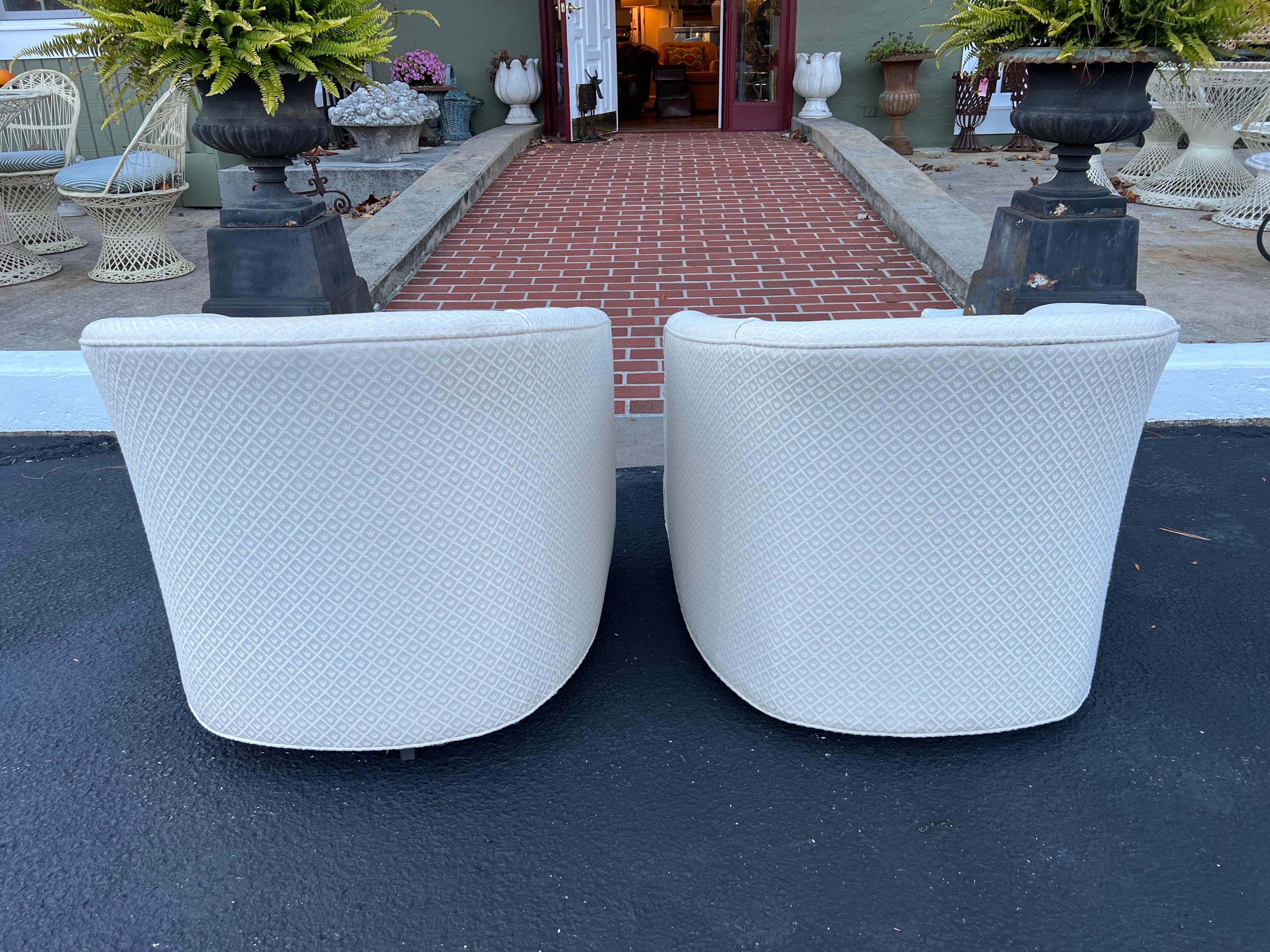 Pair of White Swivel Cube Chairs For Sale 5