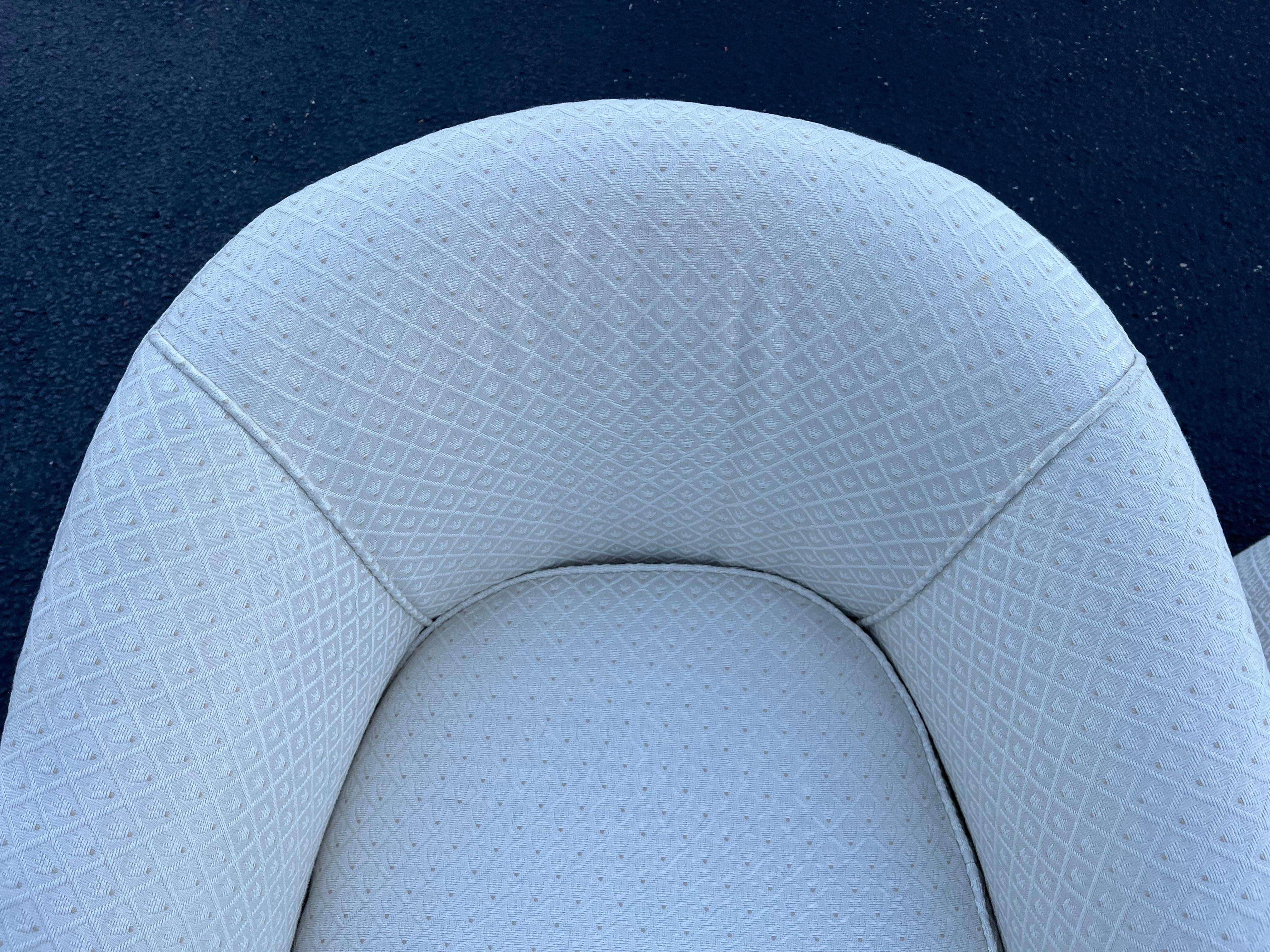 Pair of White Swivel Cube Chairs For Sale 8