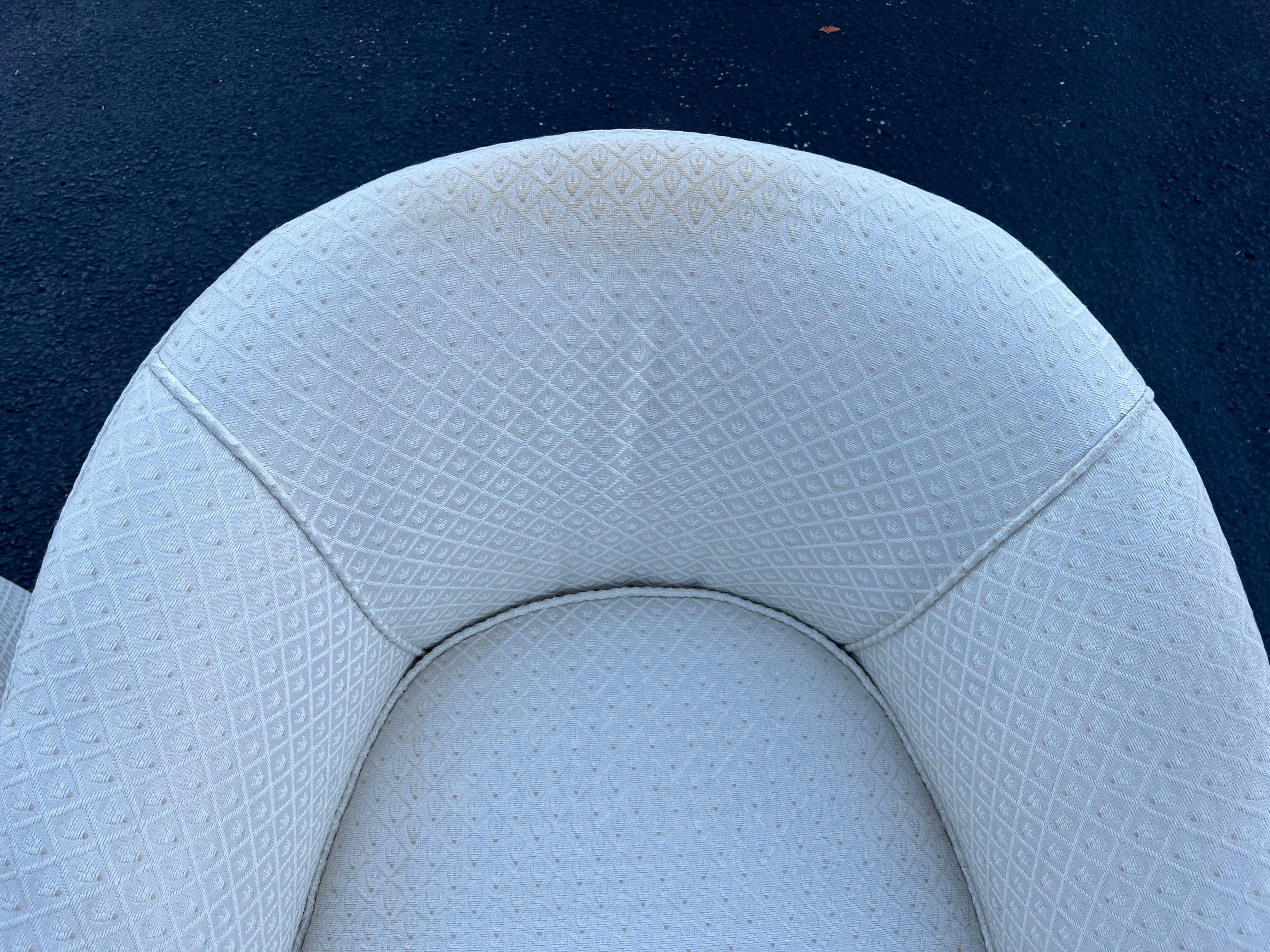 Pair of White Swivel Cube Chairs For Sale 9