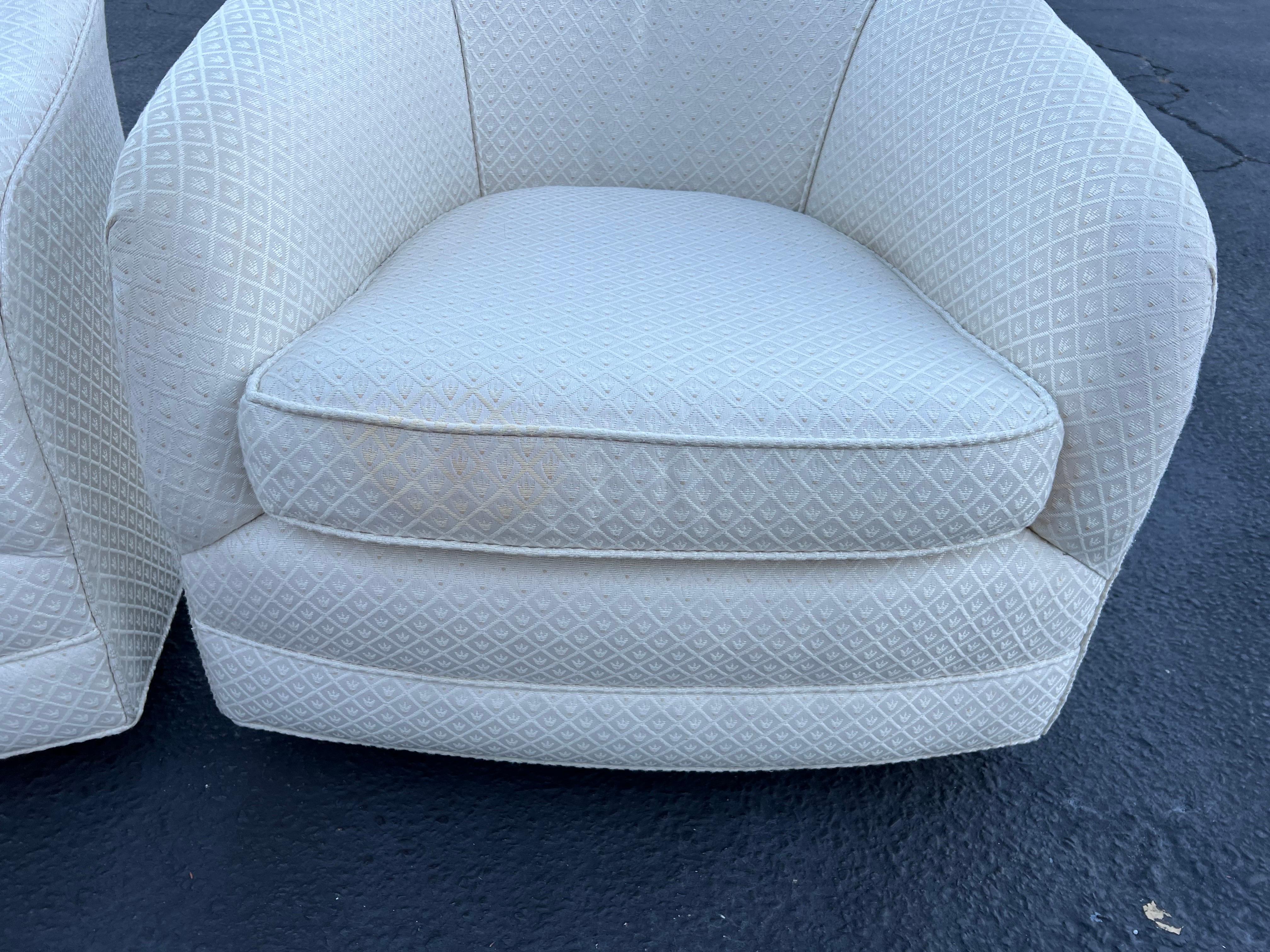 Pair of White Swivel Cube Chairs For Sale 12