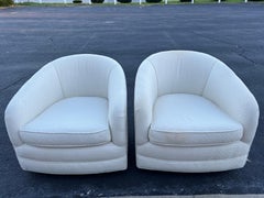 Pair of White Swivel Cube Chairs