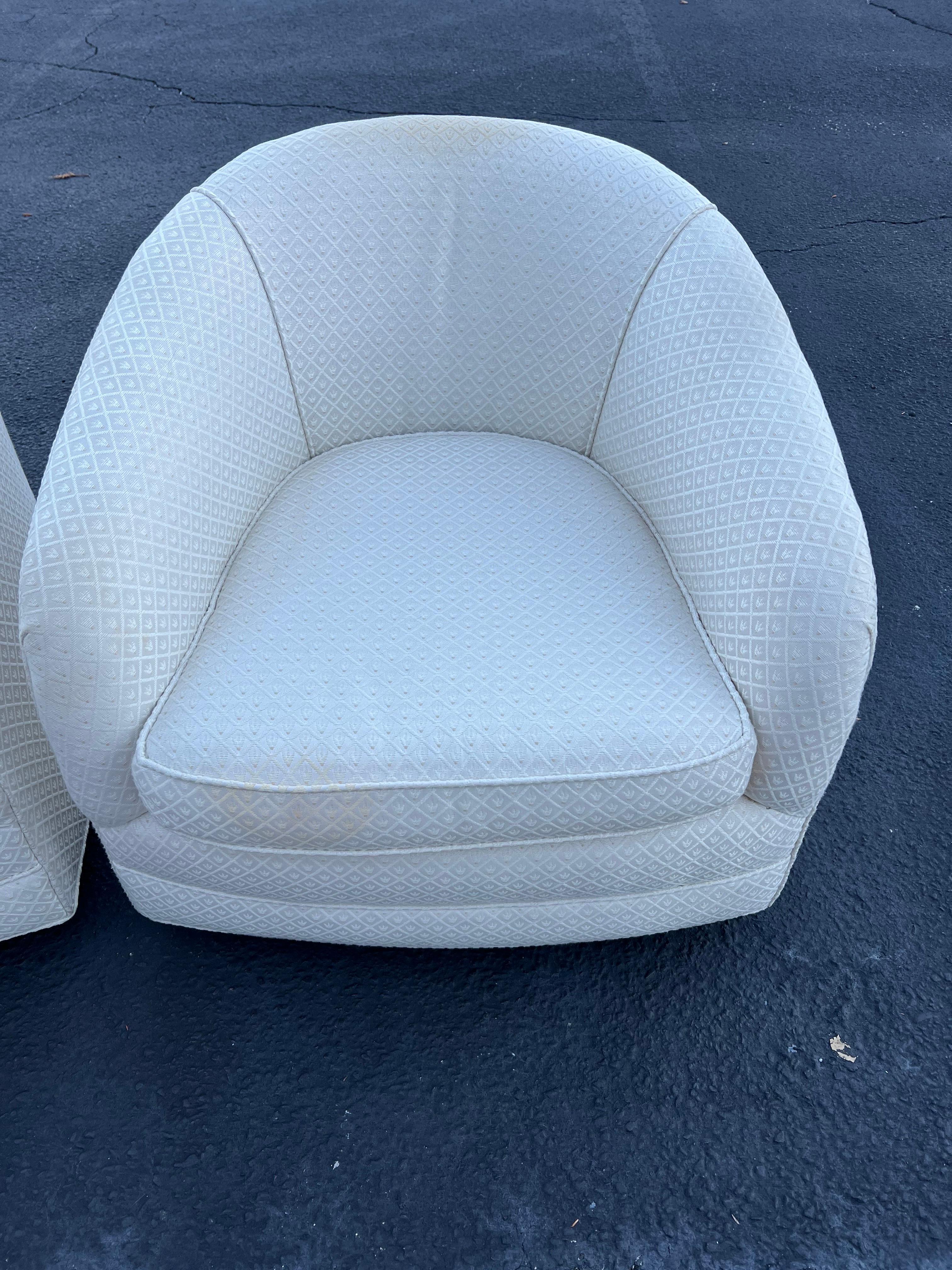 Pair of White Swivel Cube Chairs For Sale 3