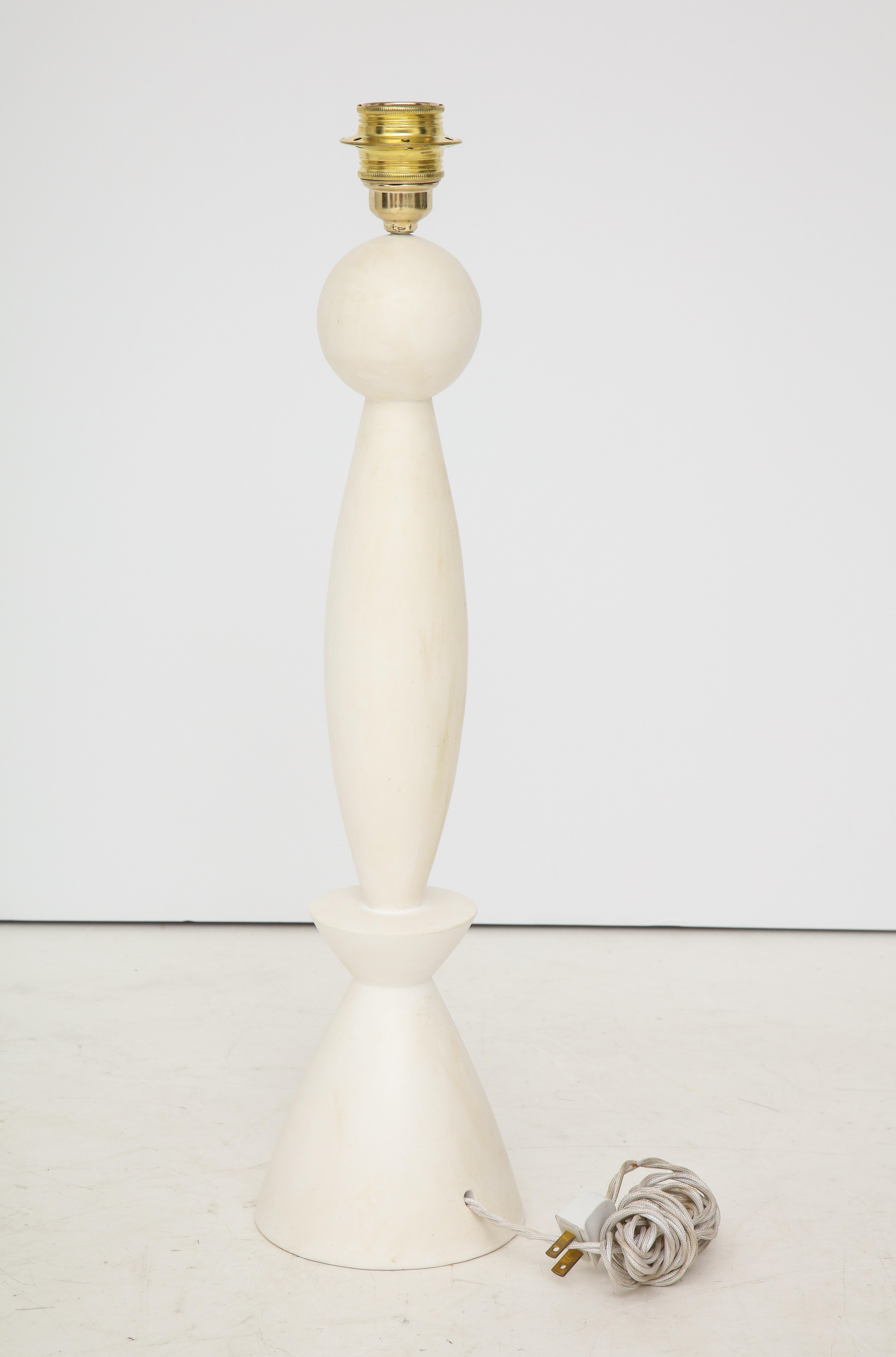Pair of Crème White Patinated Plaster Lamps by Facto Atelier, Paris, France 2020 5