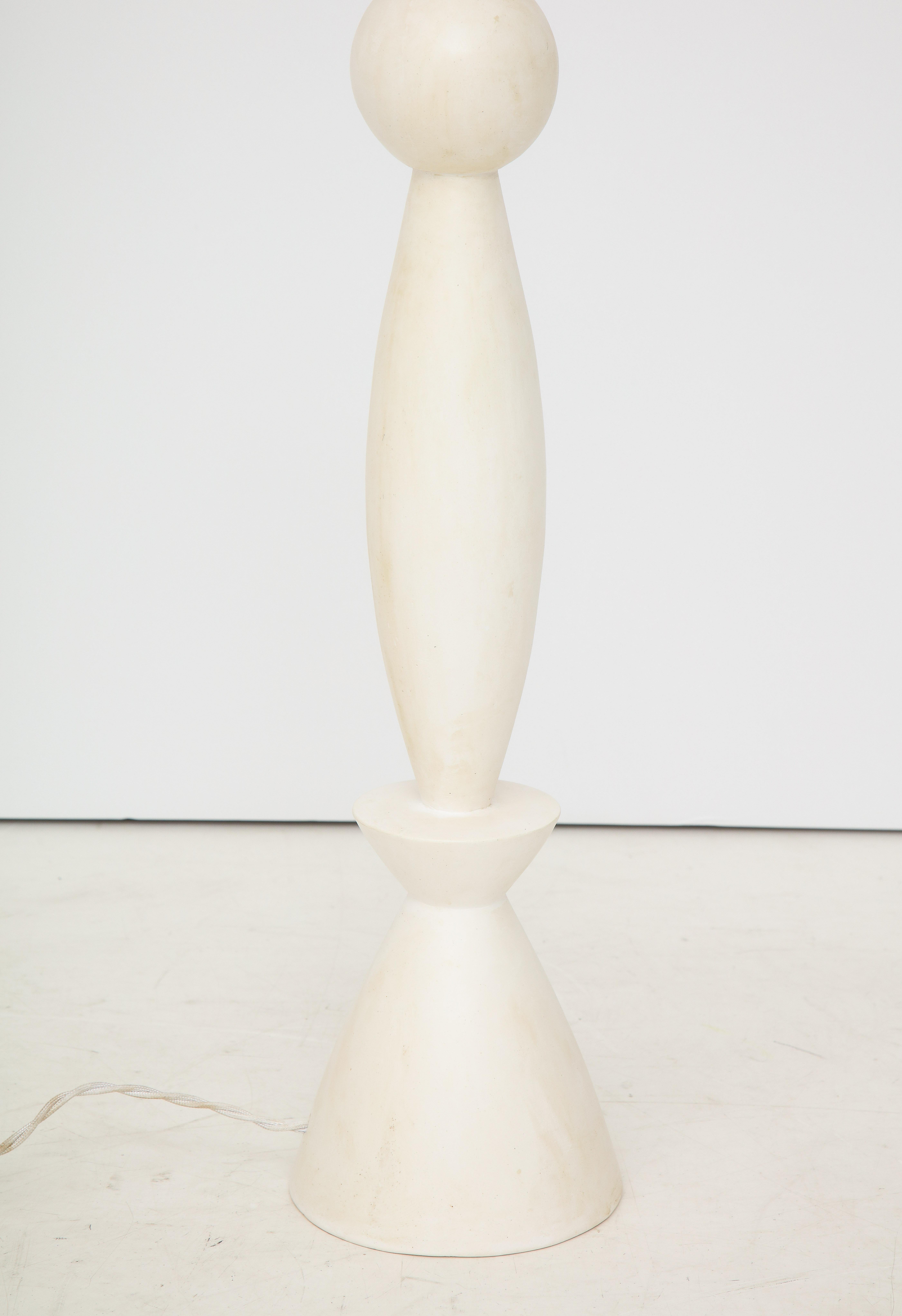 Pair of Crème White Patinated Plaster Lamps by Facto Atelier, Paris, France 2020 6