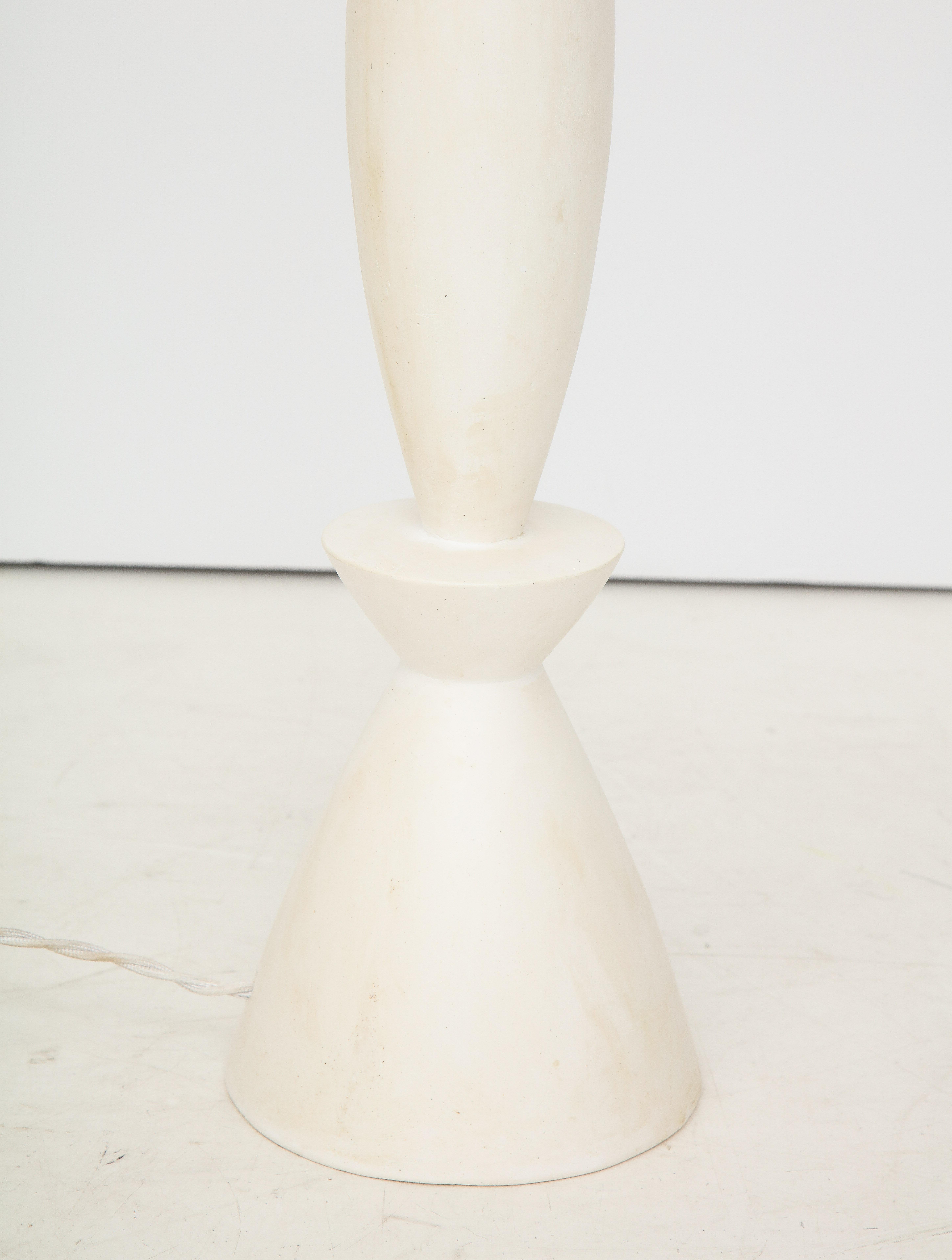 Pair of Crème White Patinated Plaster Lamps by Facto Atelier, Paris, France 2020 7