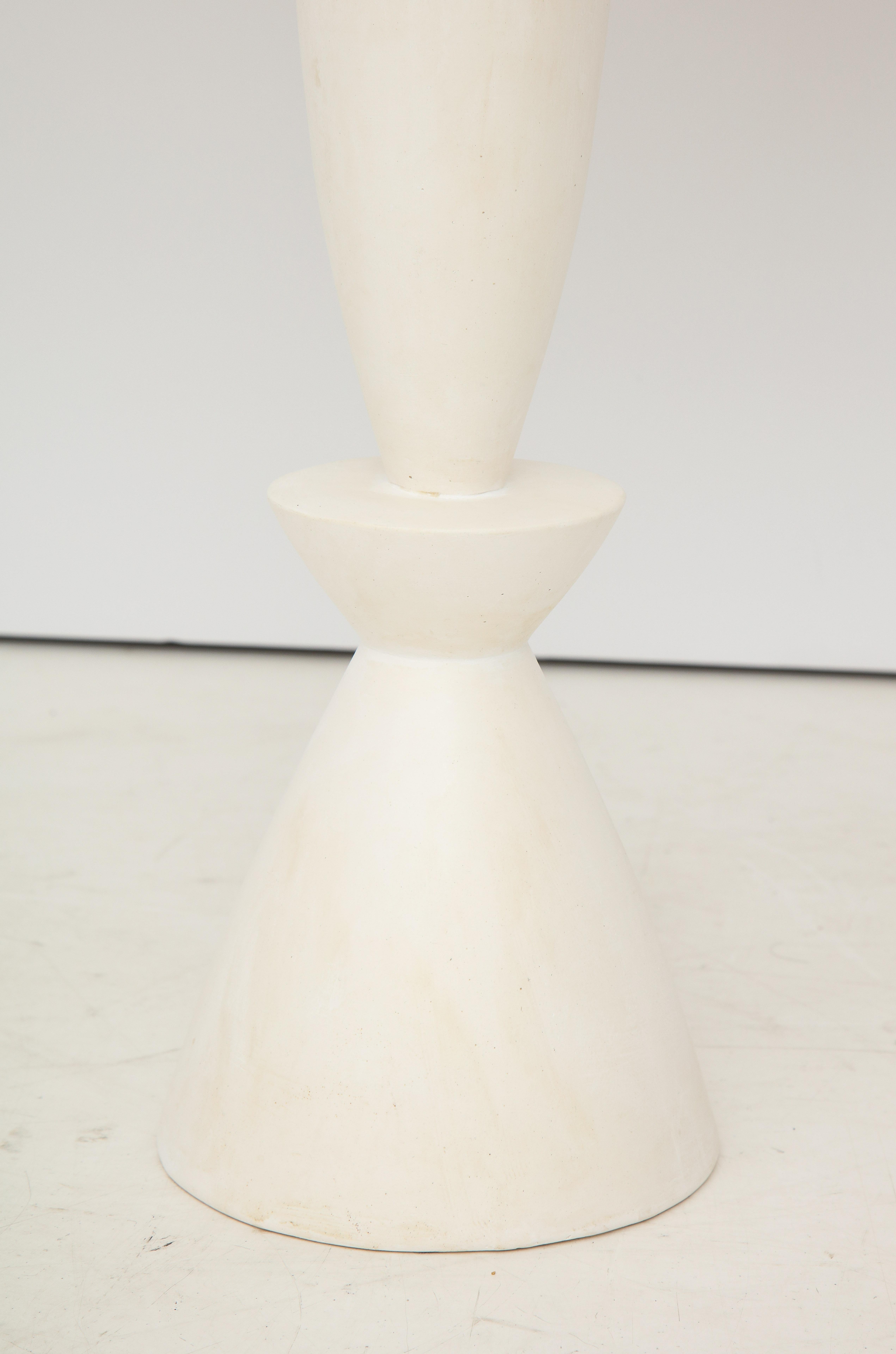 Pair of Crème White Patinated Plaster Lamps by Facto Atelier, Paris, France 2020 1