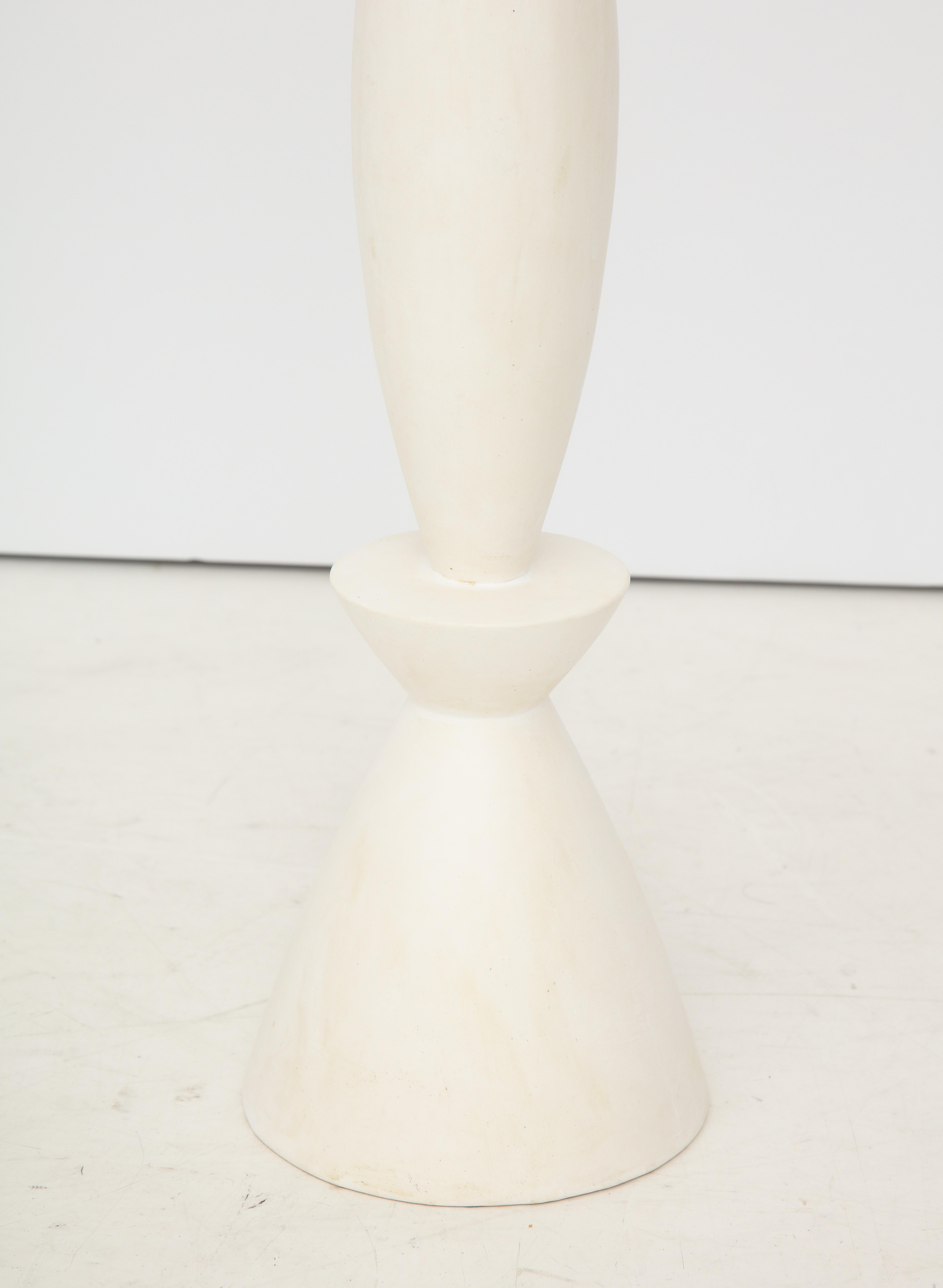 Pair of Crème White Patinated Plaster Lamps by Facto Atelier, Paris, France 2020 3