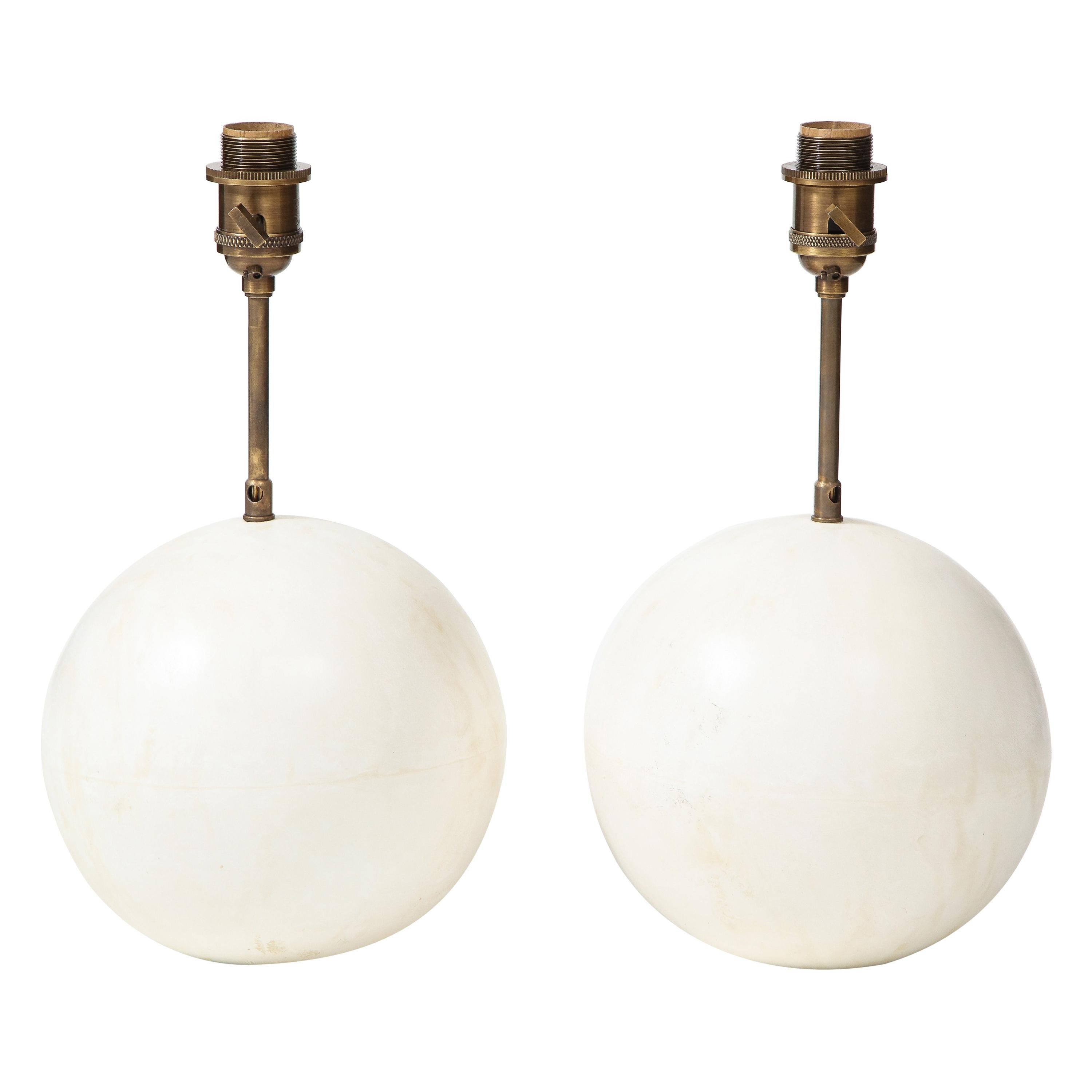 Pair of Creme White Plaster Table Lamps by Facto Atelier Paris, France, 2020