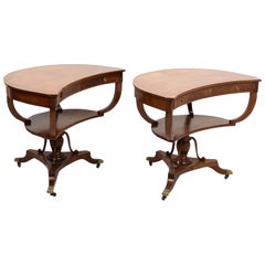 Pair of Crescent Mahogany Tables