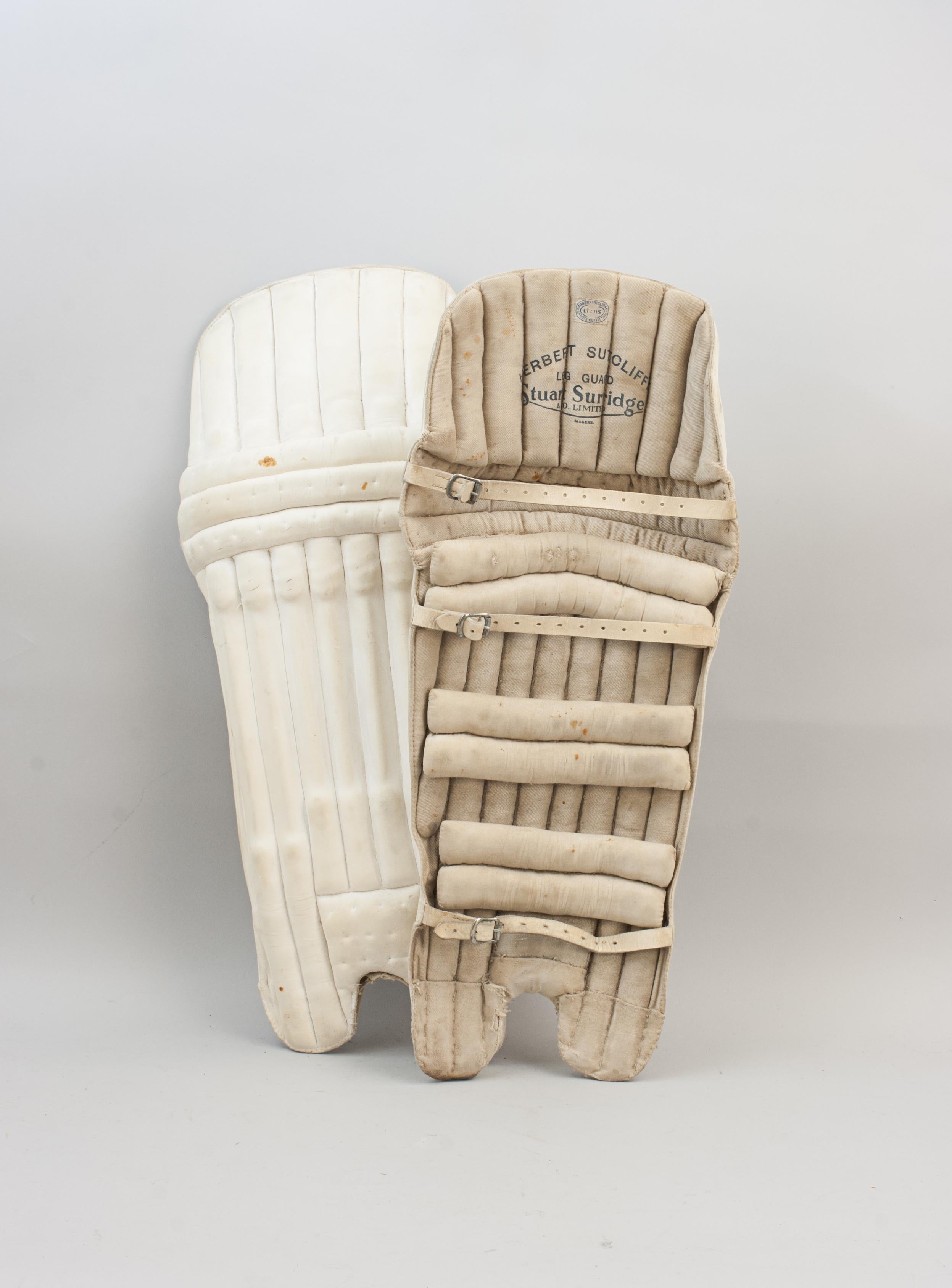 British Pair Of Cricket Leg Guards, Herbert Sutcliffe For Sale