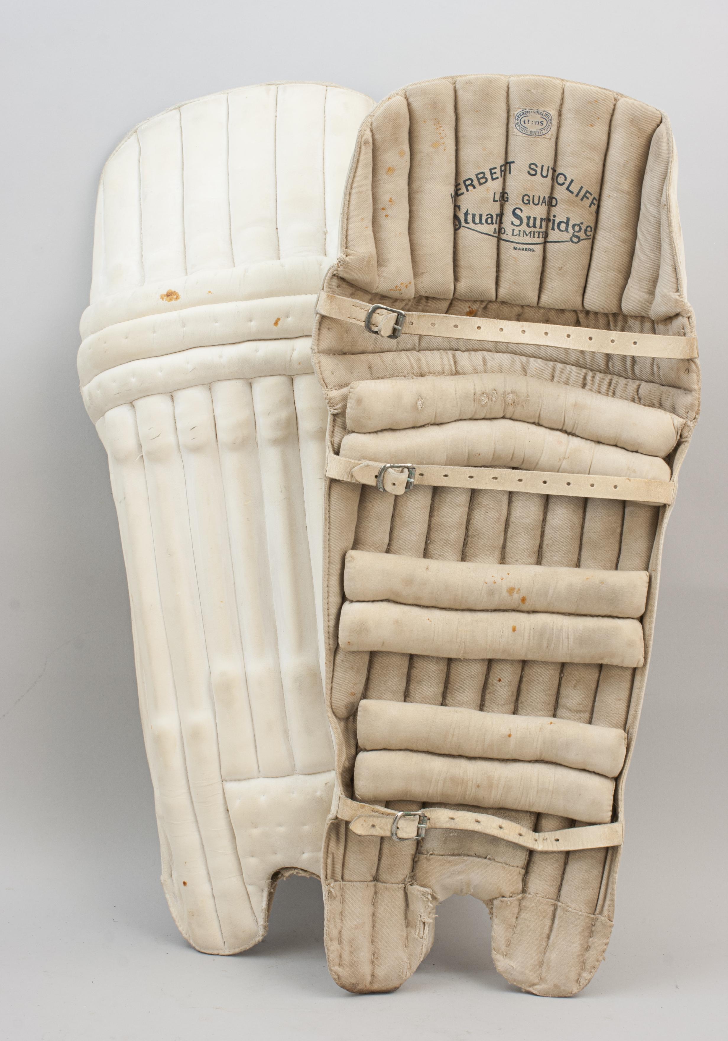 Pair Of Cricket Leg Guards, Herbert Sutcliffe In Good Condition For Sale In Oxfordshire, GB