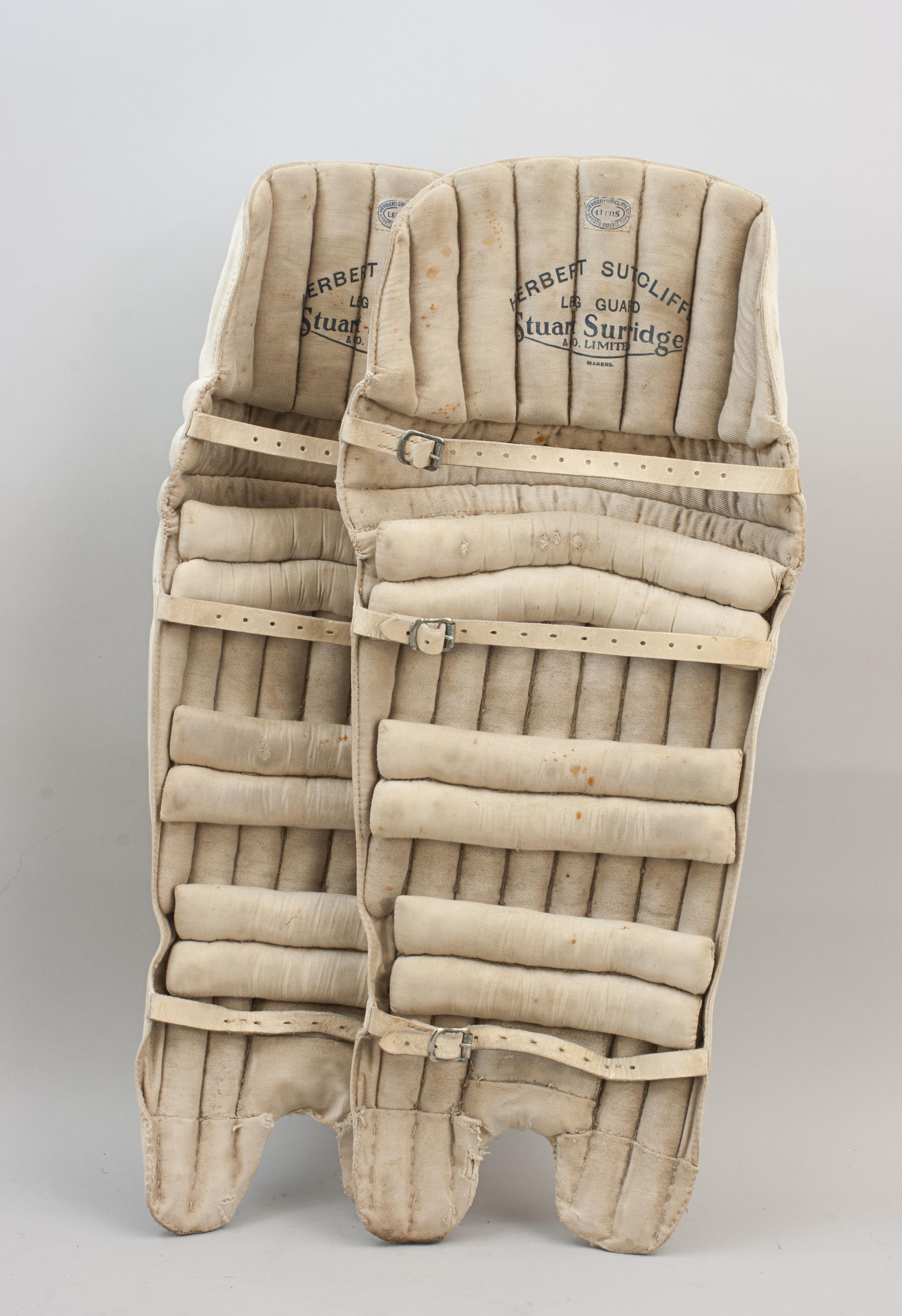 20th Century Pair Of Cricket Leg Guards, Herbert Sutcliffe For Sale