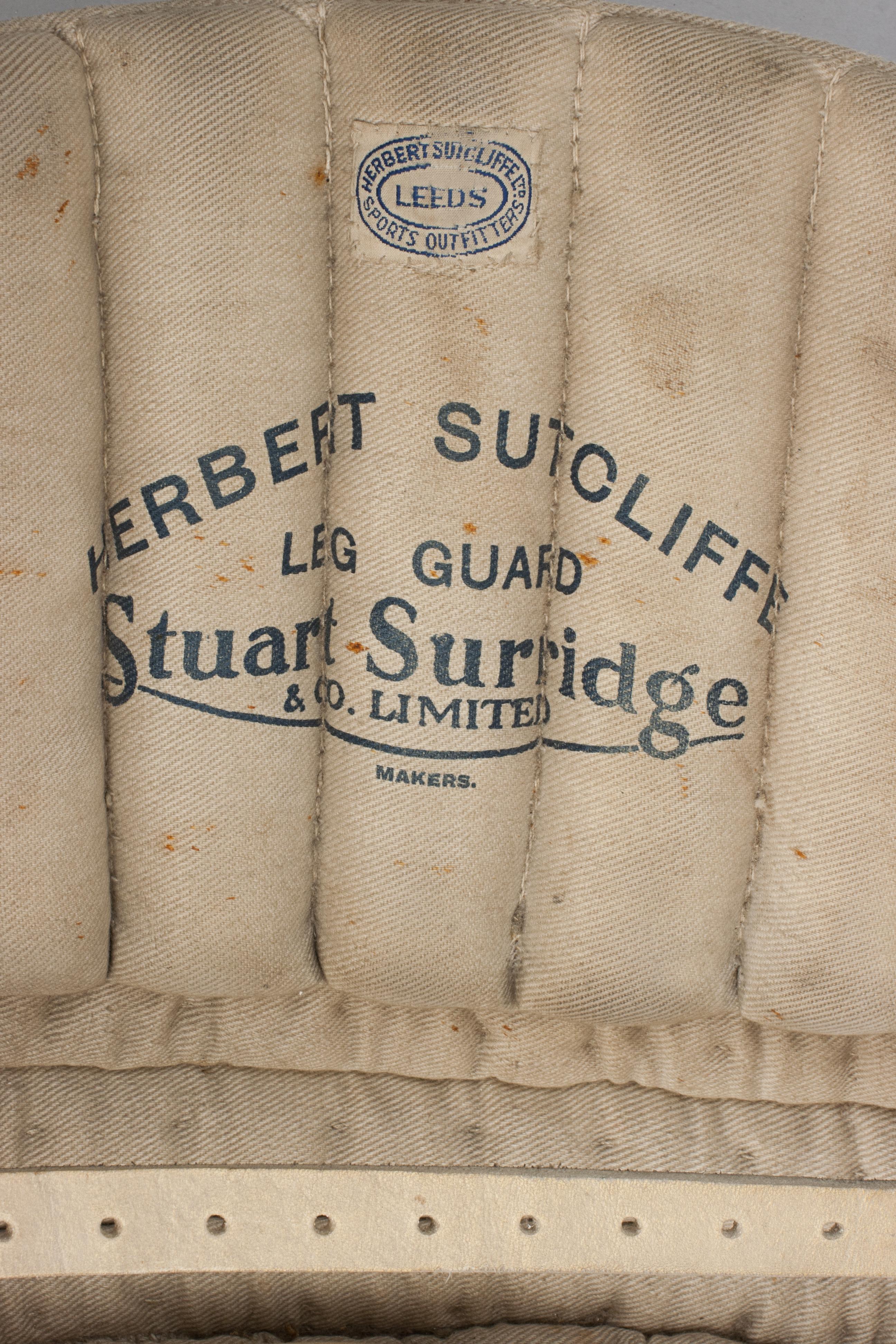 Canvas Pair Of Cricket Leg Guards, Herbert Sutcliffe For Sale