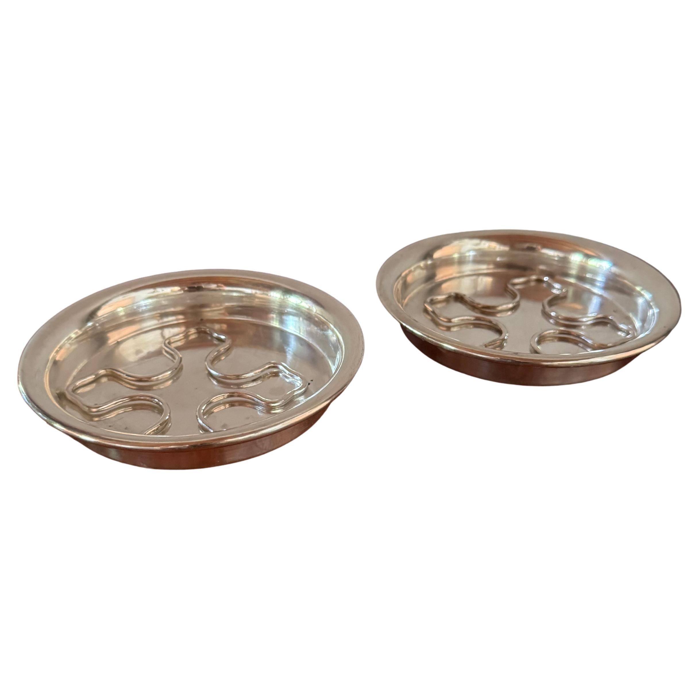 Coppia di sottobicchieri da vino Cristofle in silverplate francese