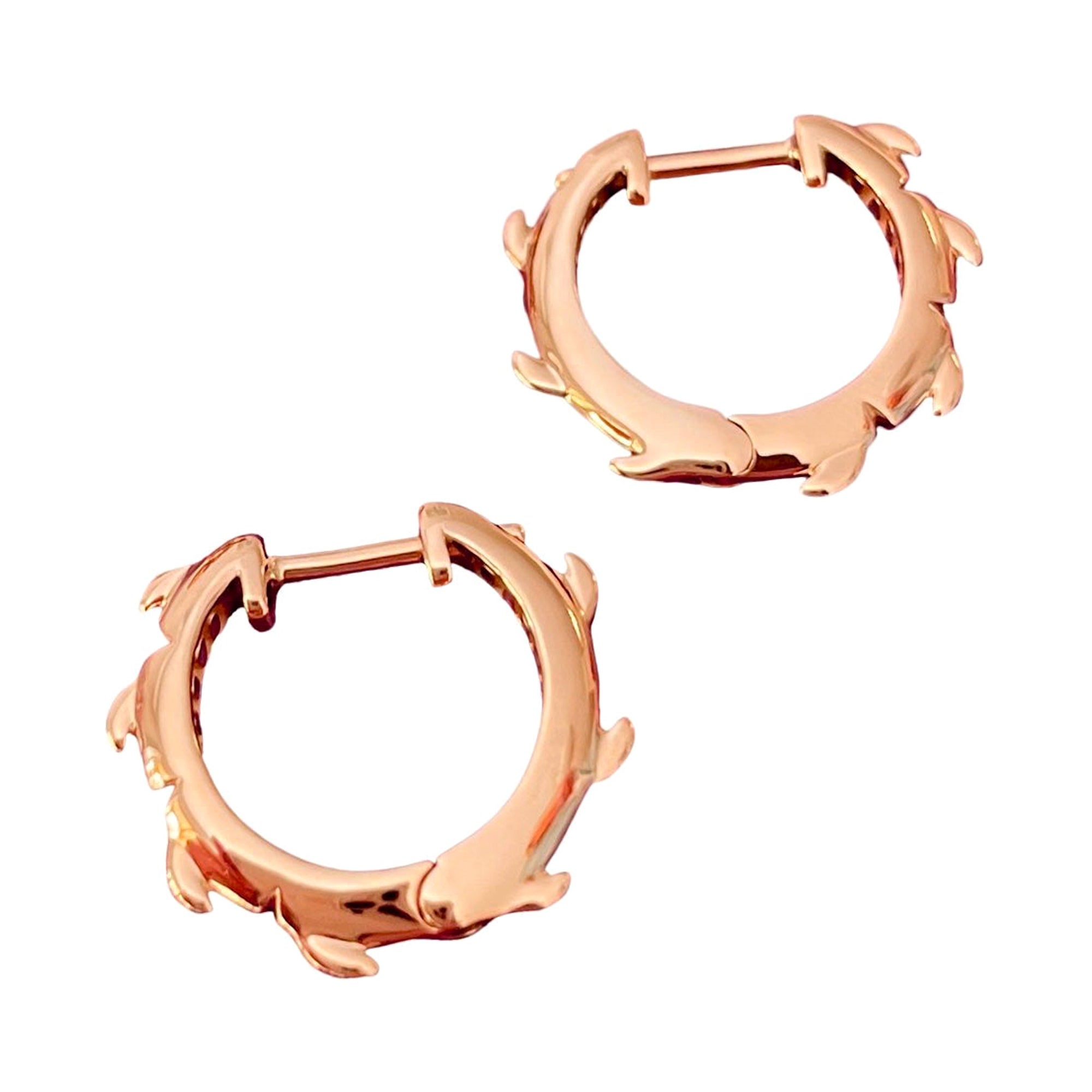 Paar Krokodilleder-Huggies aus 18 Karat Roségold
