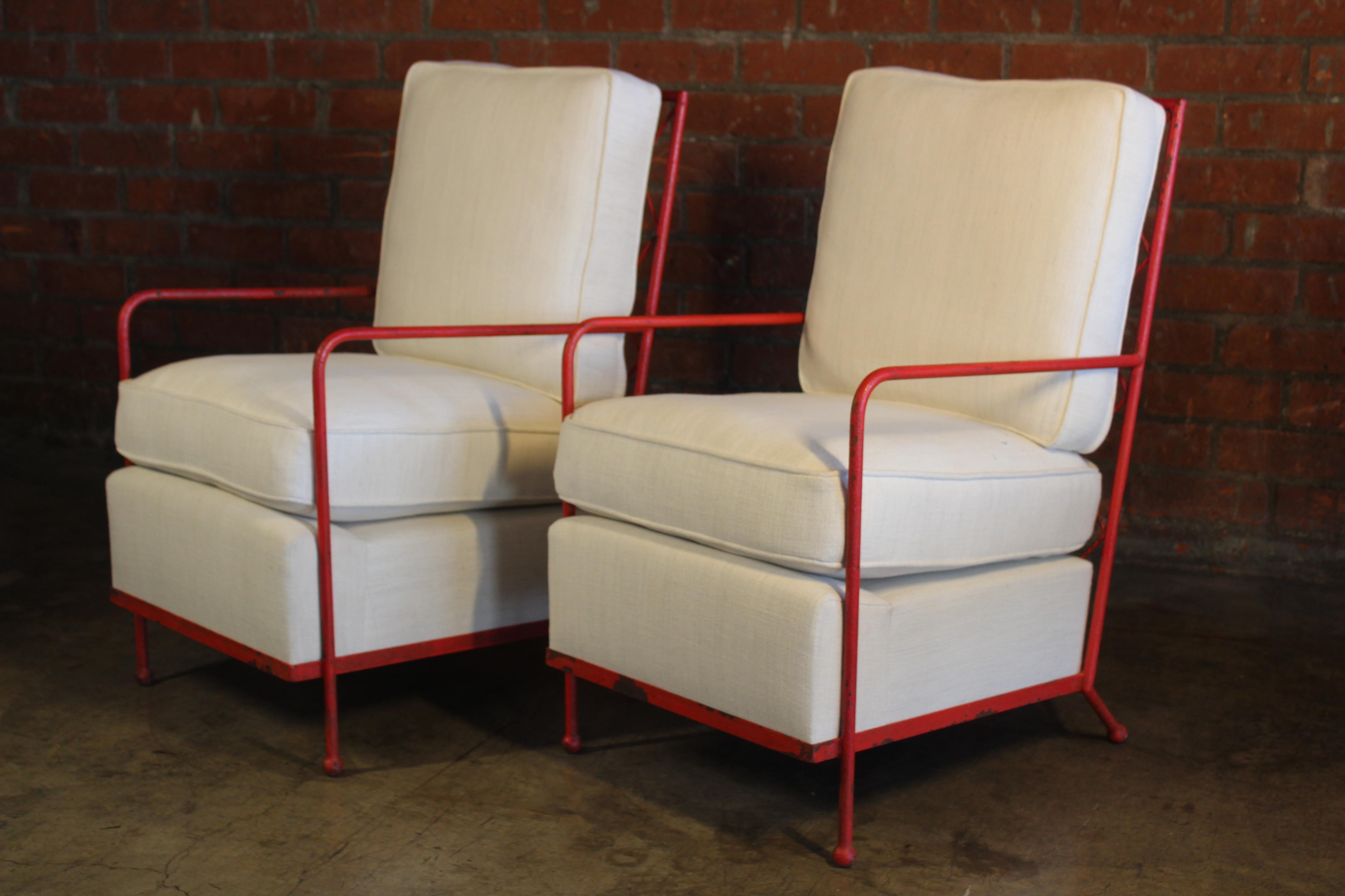 Pair of Croisillon Armchairs Attributed to Jean Royère, France, 1950s 2