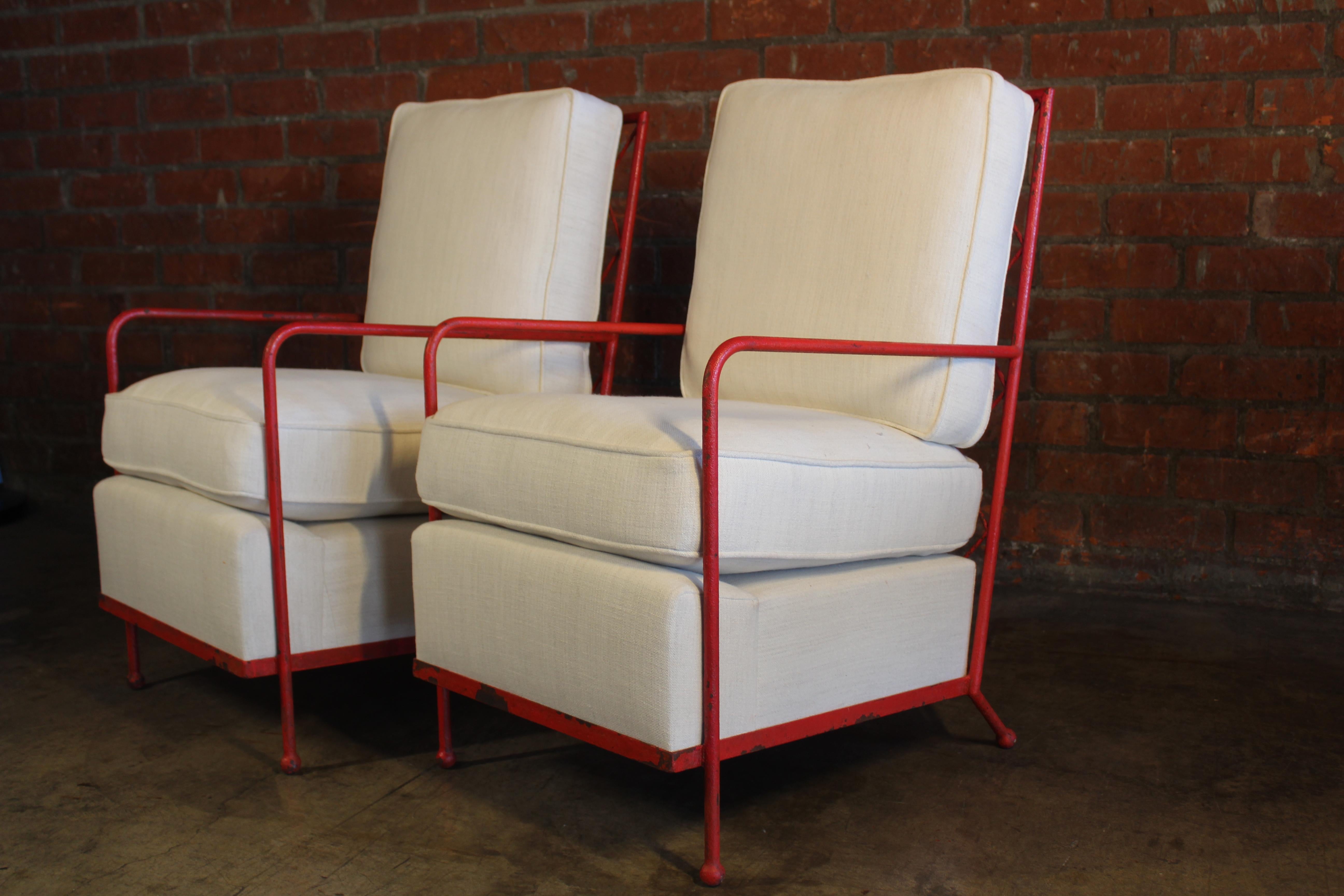 Pair of Croisillon Armchairs Attributed to Jean Royère, France, 1950s 3