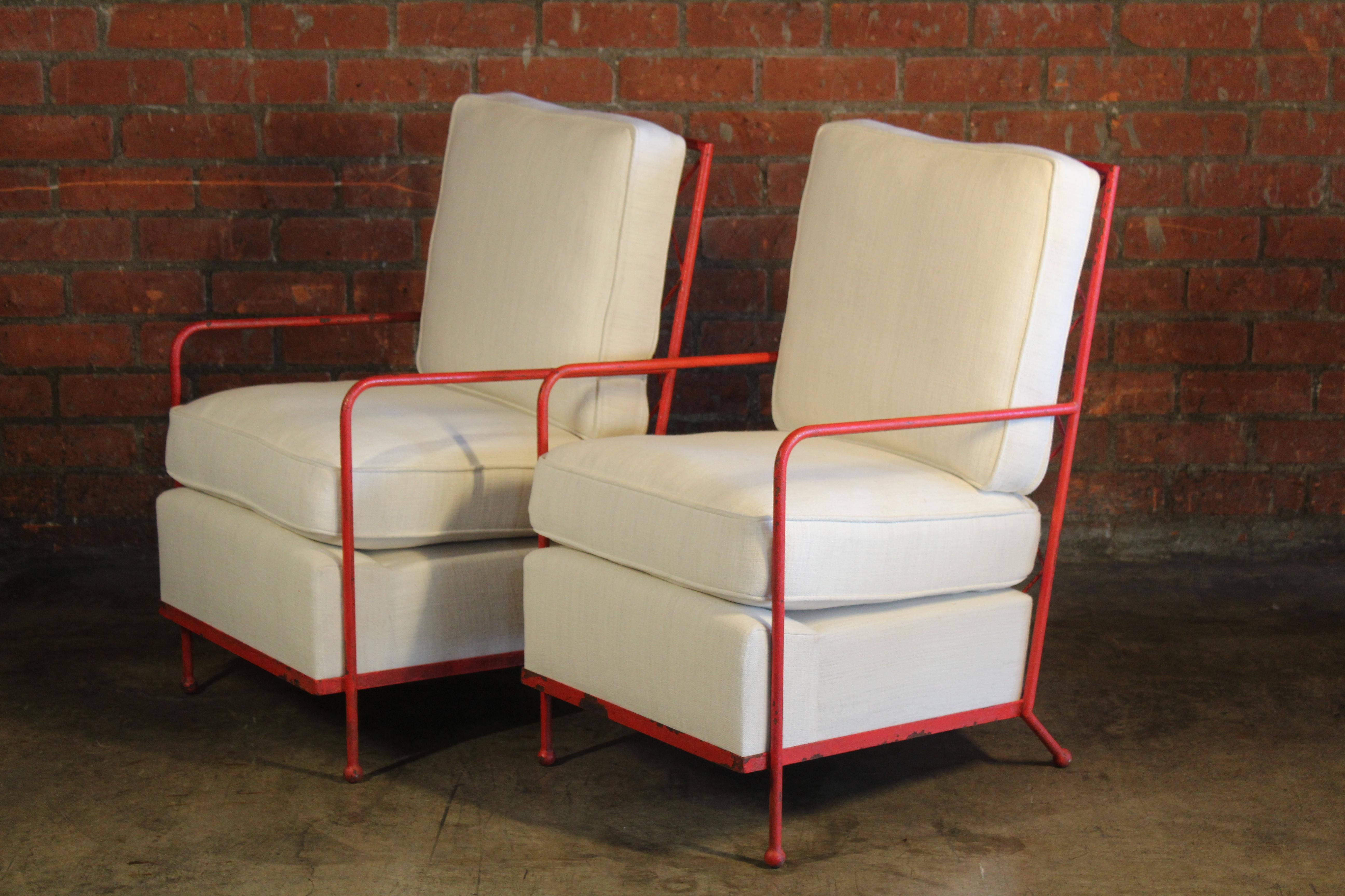 Pair of Croisillon Armchairs Attributed to Jean Royère, France, 1950s 5