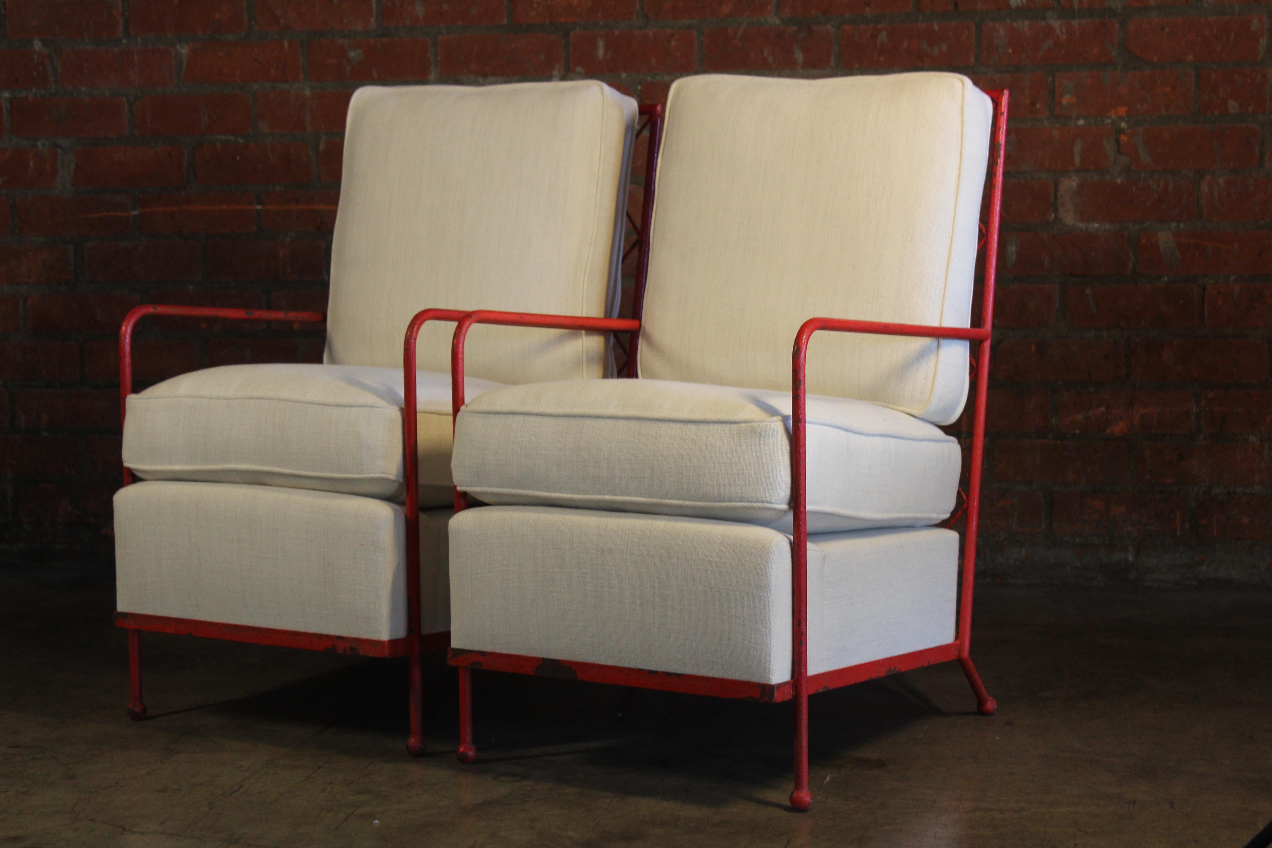 Pair of Croisillon Armchairs Attributed to Jean Royère, France, 1950s 7