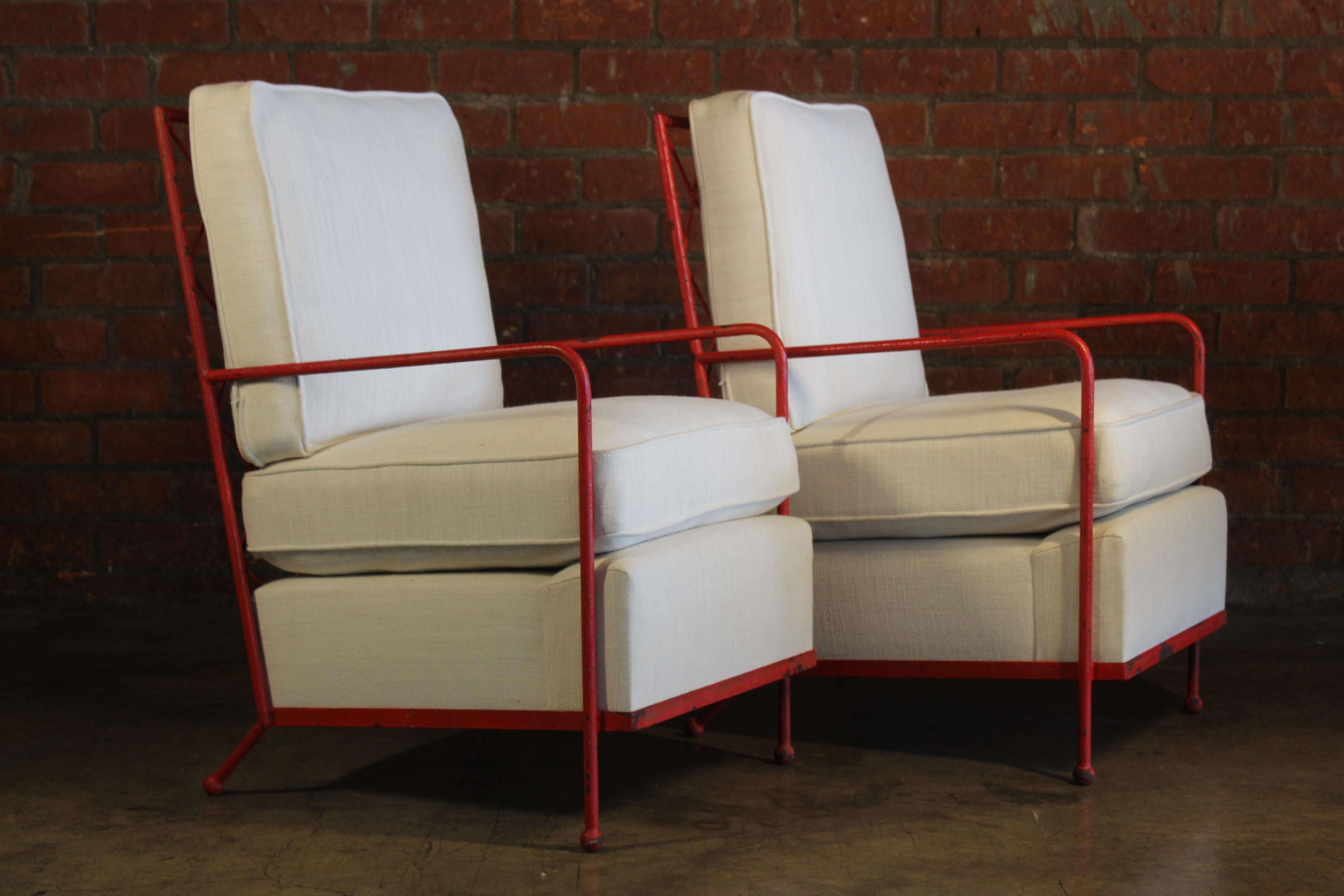 Pair of Croisillon Armchairs Attributed to Jean Royère, France, 1950s 11