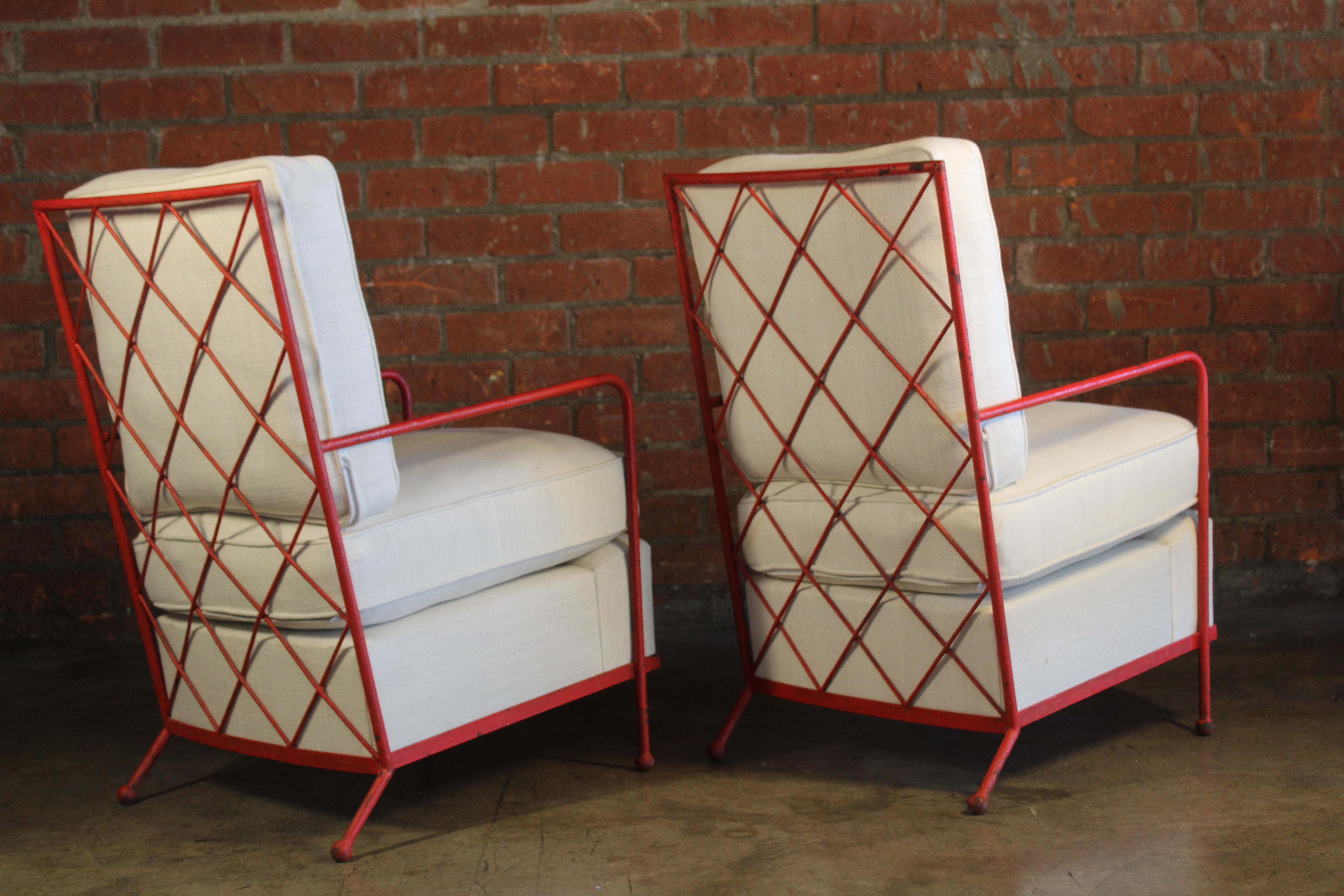 Pair of Croisillon Armchairs Attributed to Jean Royère, France, 1950s 12