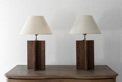 Pair of Oak Lamps