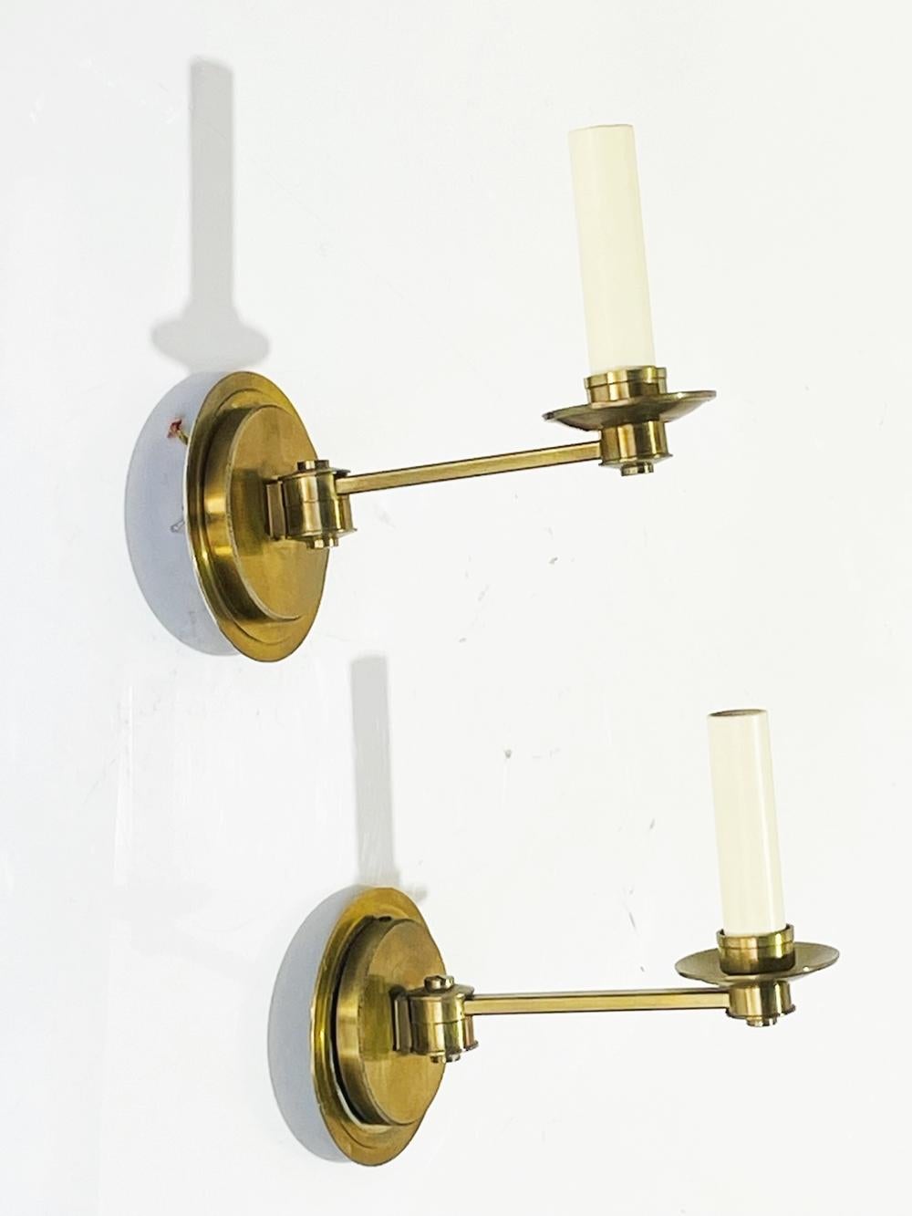 Pair of Cromer Swing Arm Brass Sconces by Vaughan Designs 4