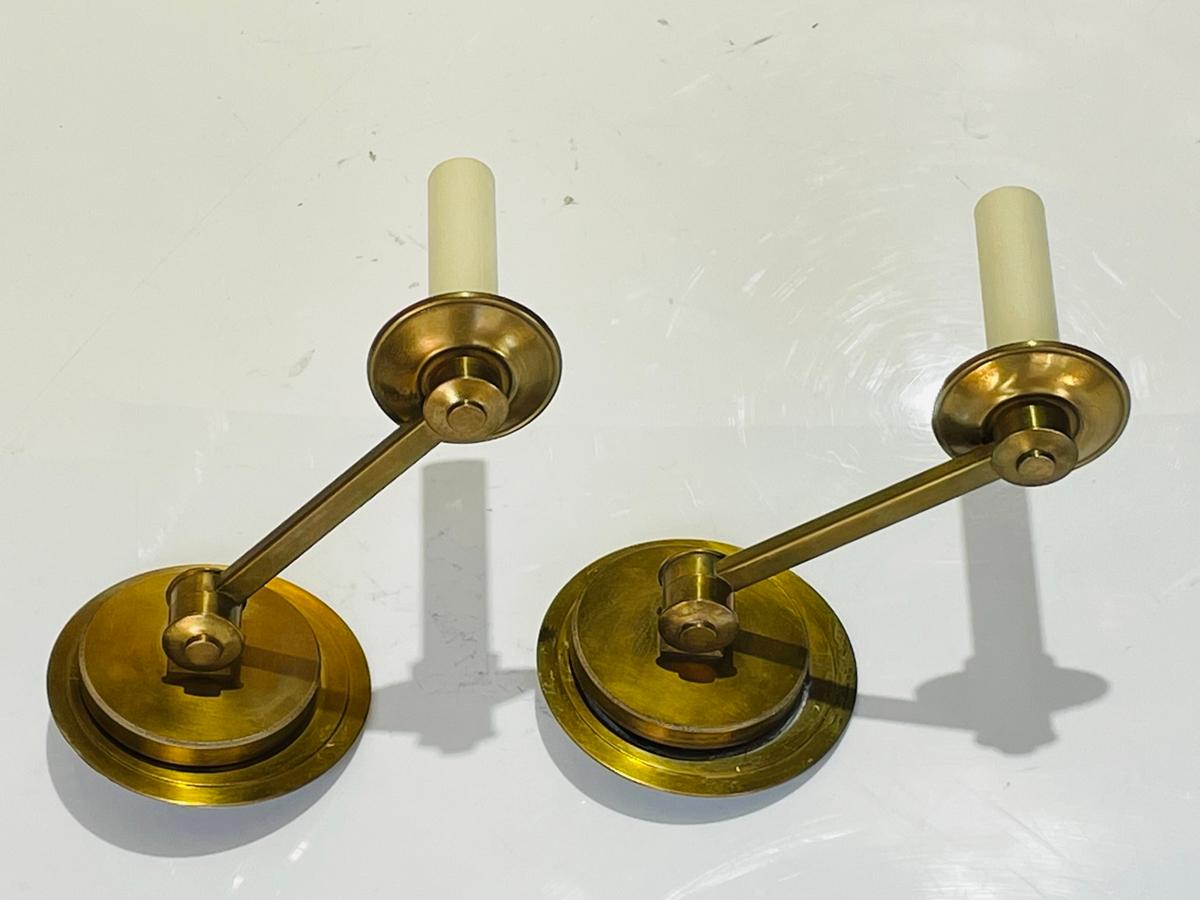 Modern Pair of Cromer Swing Arm Brass Sconces by Vaughan Designs