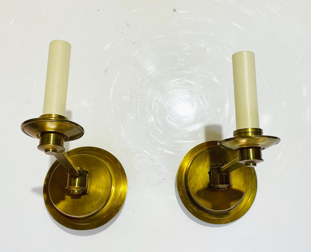 American Pair of Cromer Swing Arm Brass Sconces by Vaughan Designs