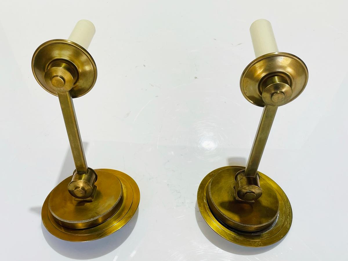 Pair of Cromer Swing Arm Brass Sconces by Vaughan Designs In Good Condition In Los Angeles, CA