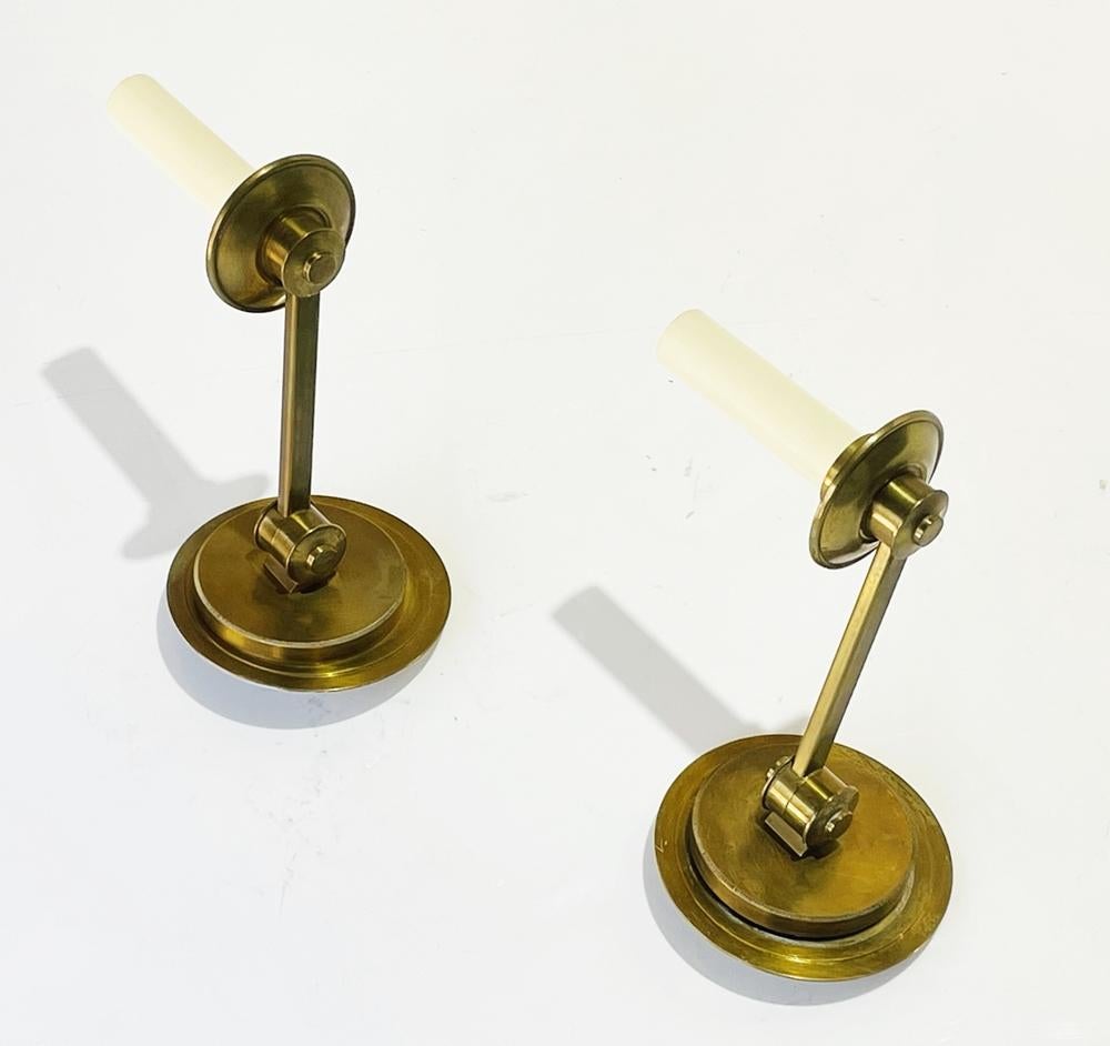 Contemporary Pair of Cromer Swing Arm Brass Sconces by Vaughan Designs