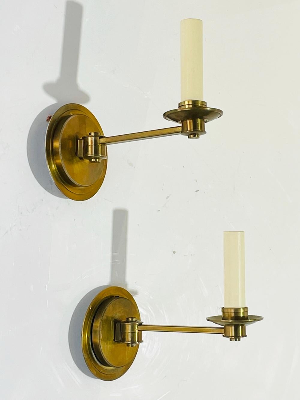 Pair of Cromer Swing Arm Brass Sconces by Vaughan Designs 1