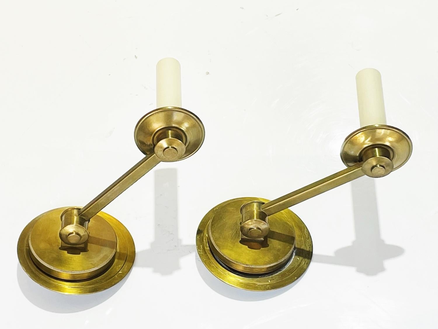 Pair of Cromer Swing Arm Brass Sconces by Vaughan Designs 1