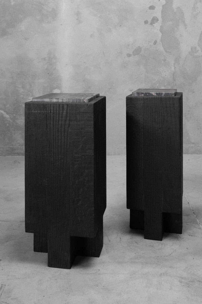 Pair of Cross Side Tables by Arno Declercq In New Condition In Geneve, CH