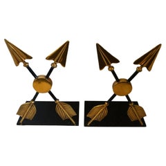 Pair of Crossed Arrow Brass Bookends by Maitland Smith