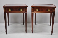 Pair of Crotch Flame Mahogany Sheraton Federal Style Hekman End Tables