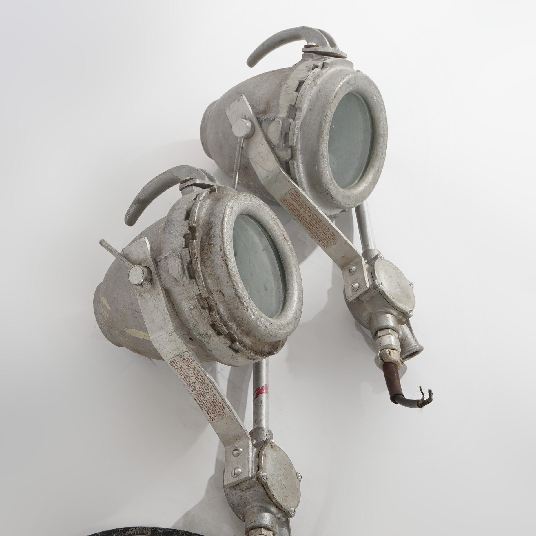 20th Century Pair of Crouse Hinds Industrial Stage Performance Spotlights 20thC For Sale
