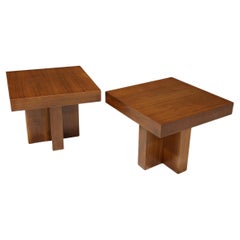 Pair of Cruciform Occasional Tables in the Style of Milo Baughman