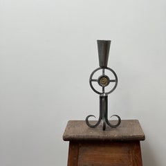 Paar brutalistische schwedische Kerzenständer aus Korbgeflecht