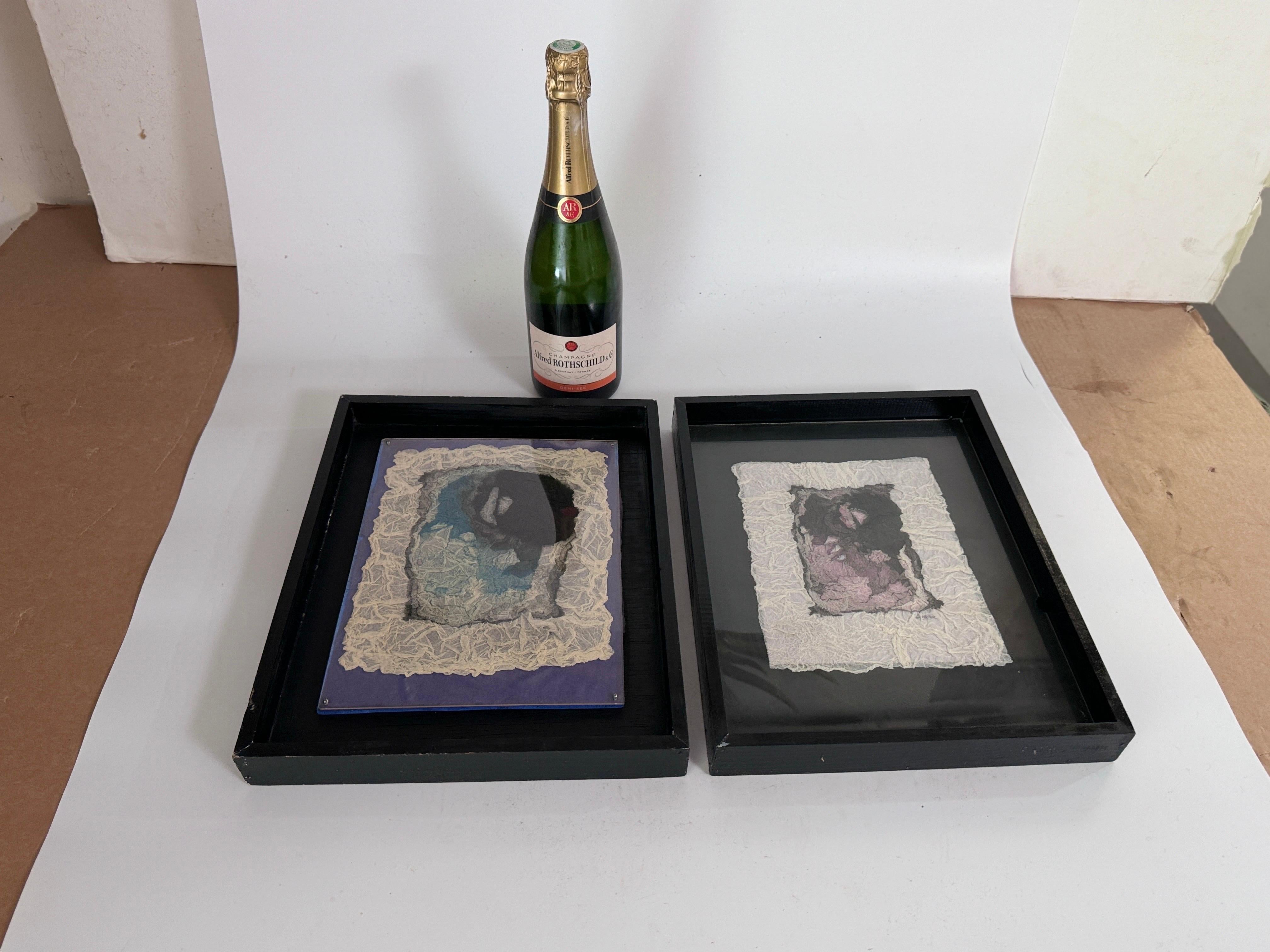 Pareja de papeles arrugados de Sierra V al estilo de Ladislas Kijno  Francia 1970 Moderno de mediados de siglo en venta