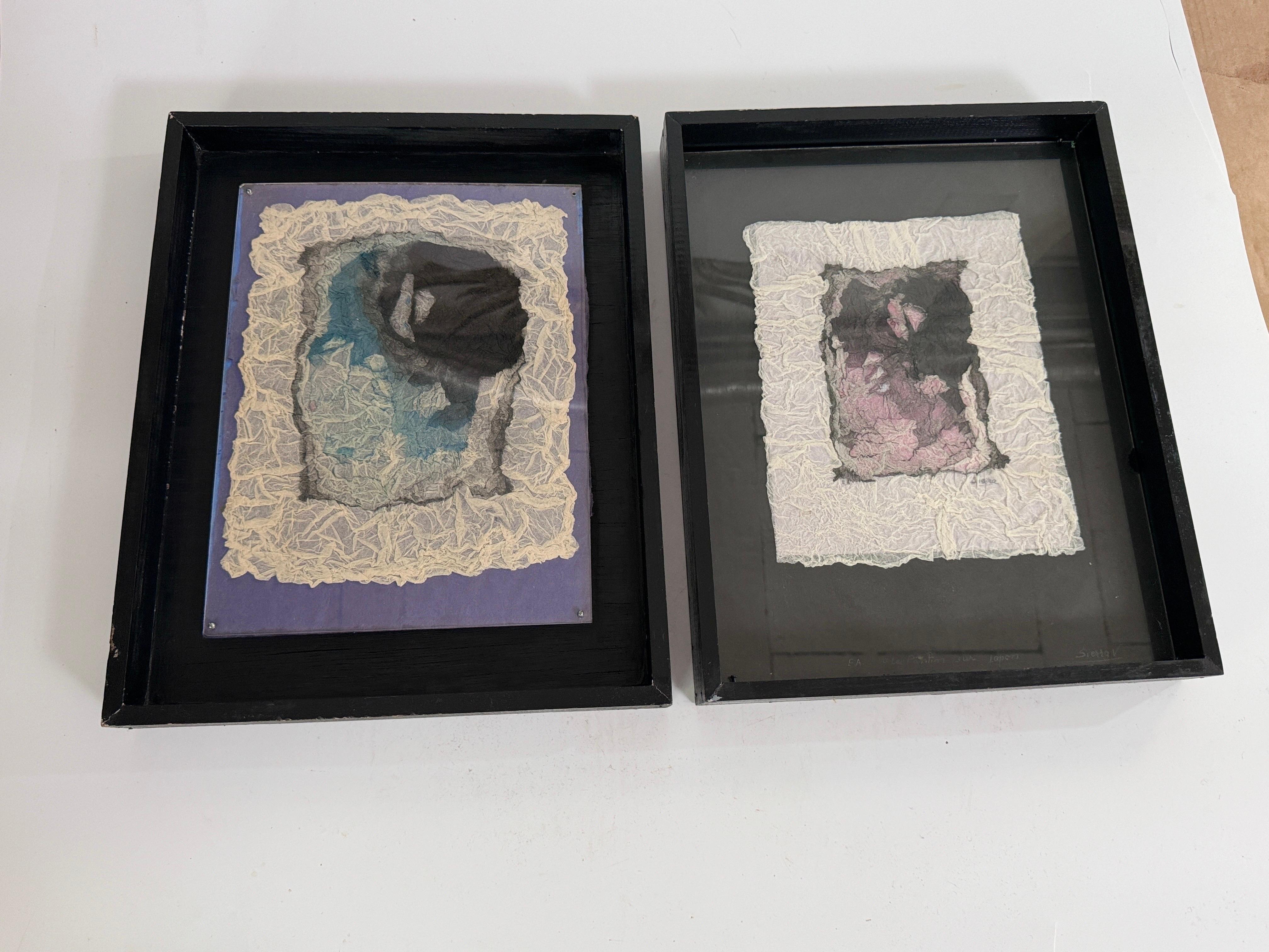 Pareja de papeles arrugados de Sierra V al estilo de Ladislas Kijno  Francia 1970 en venta 2