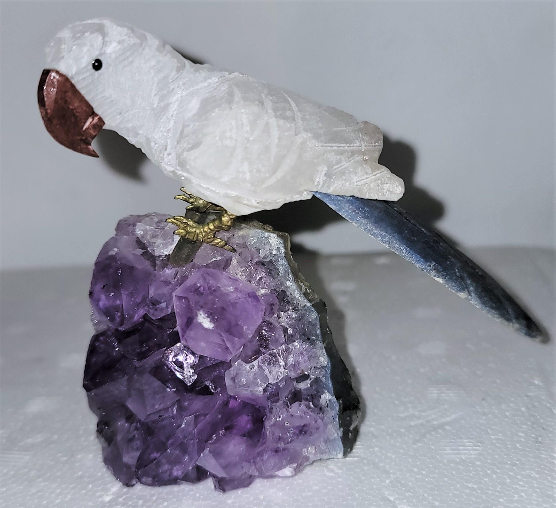 Pair of Crystal and Amethyst Birds 3