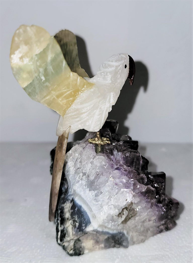 Pair of Crystal and Amethyst Birds In Good Condition For Sale In Los Angeles, CA