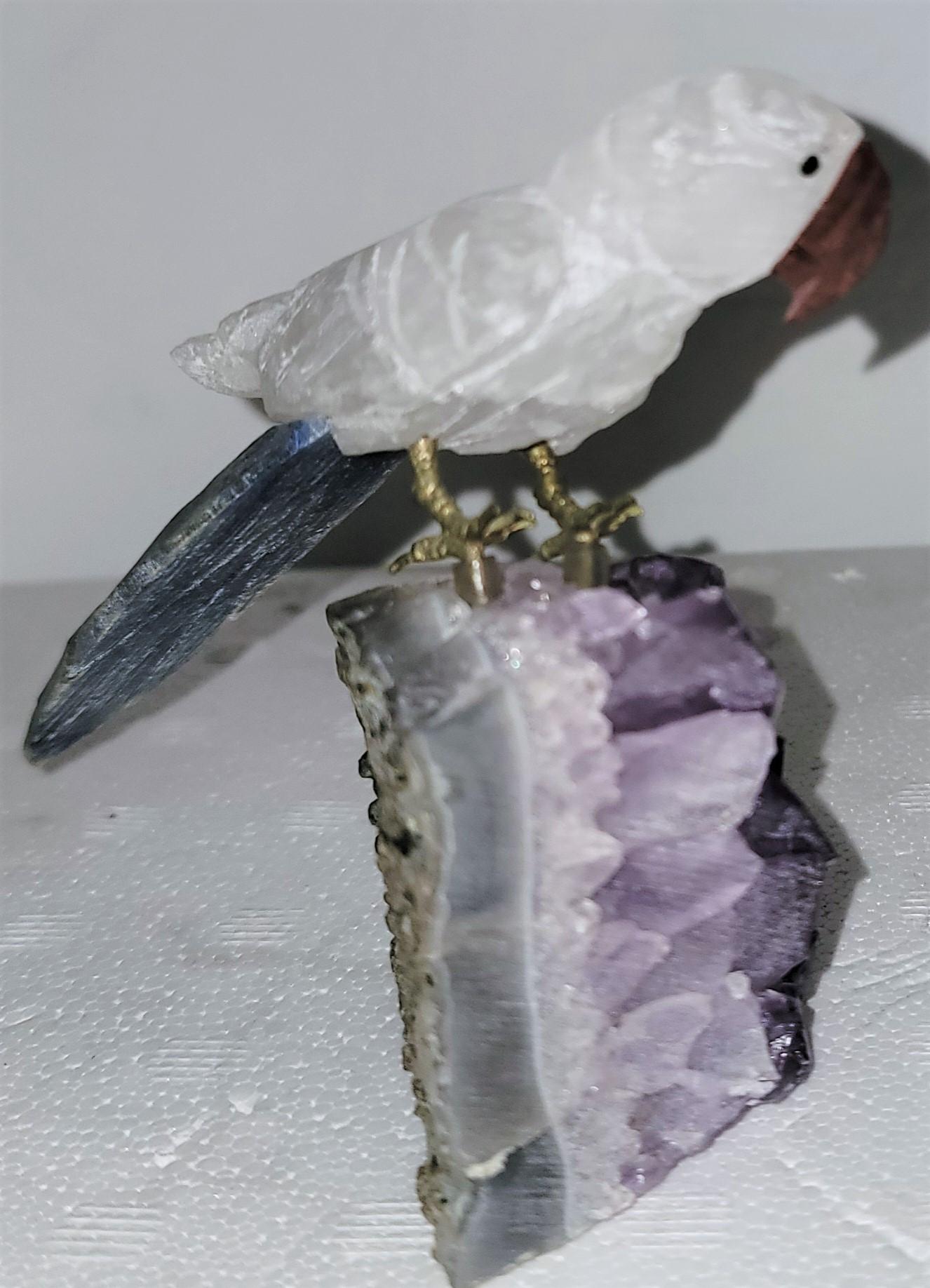 Pair of Crystal and Amethyst Birds 1